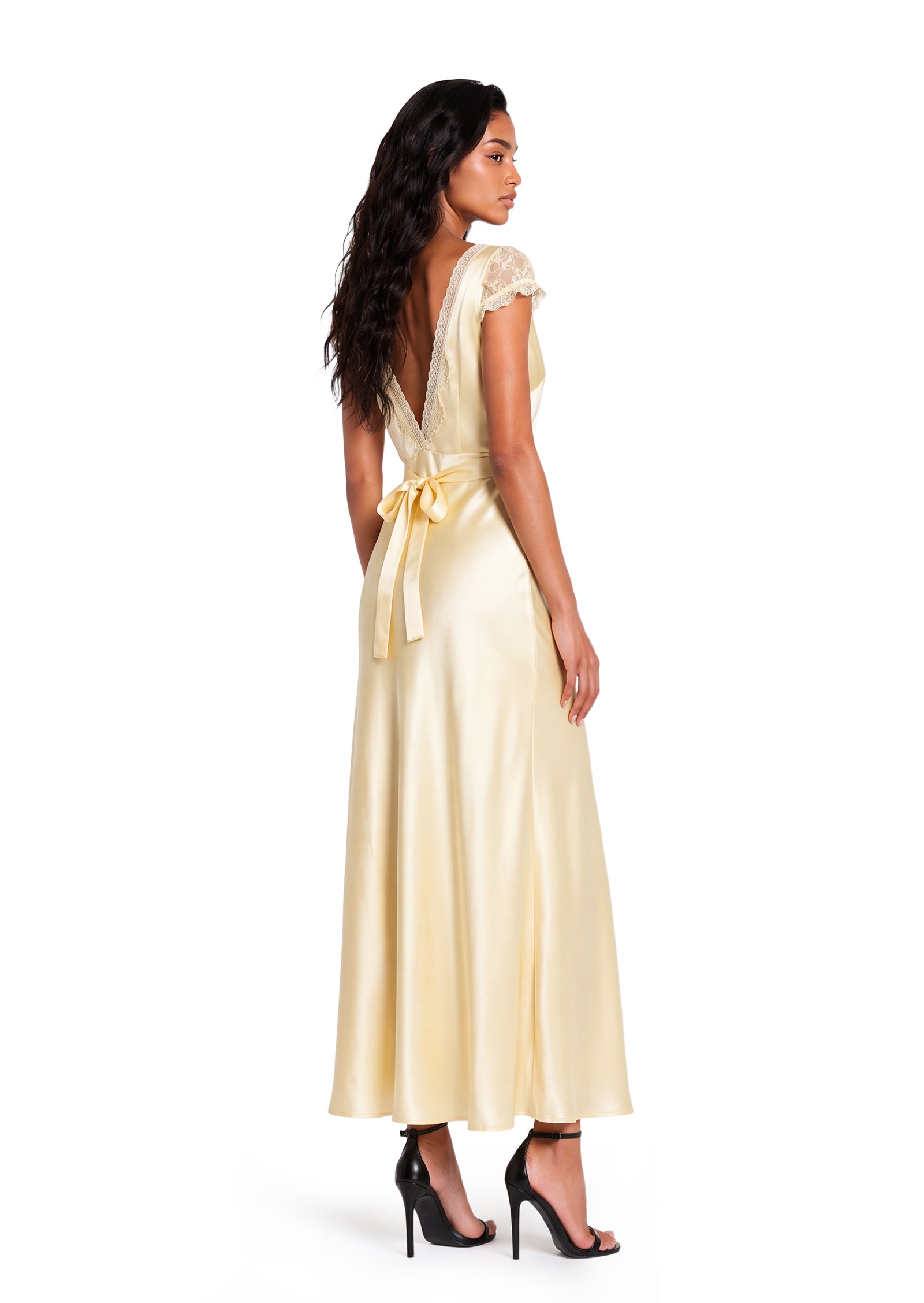Gorelia Tulle Trimmed Satin Midi Dress
