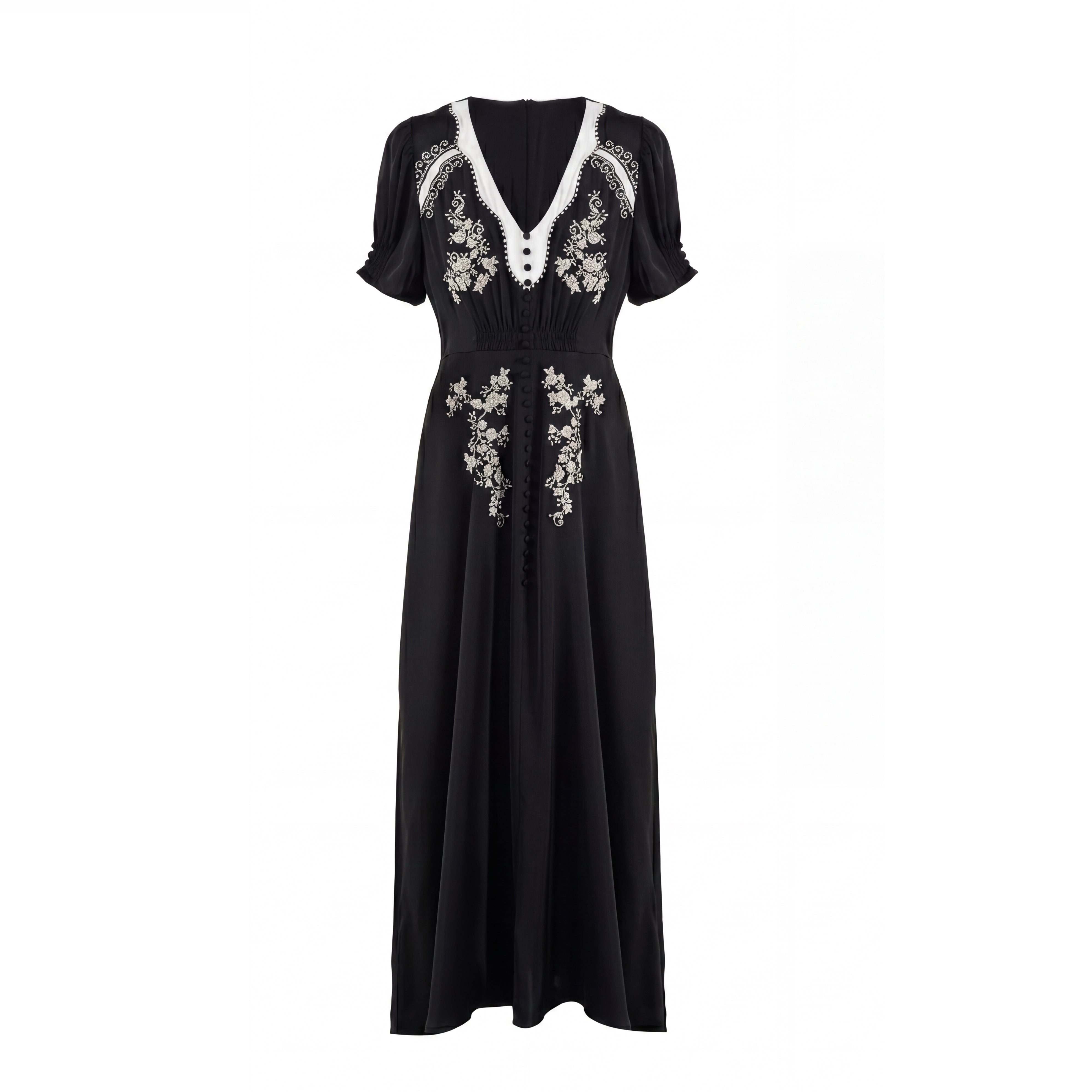 Ayla  Embellished Hammered Maxi Dress In Black
