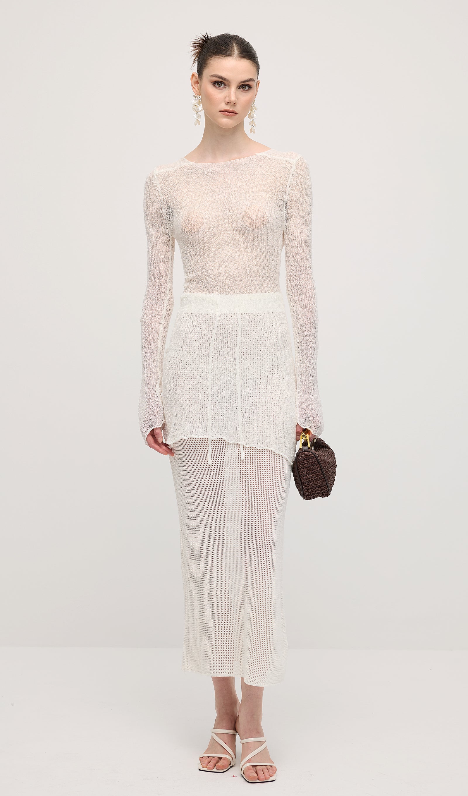 Knit Cover Up Backless Mini Dress In White
