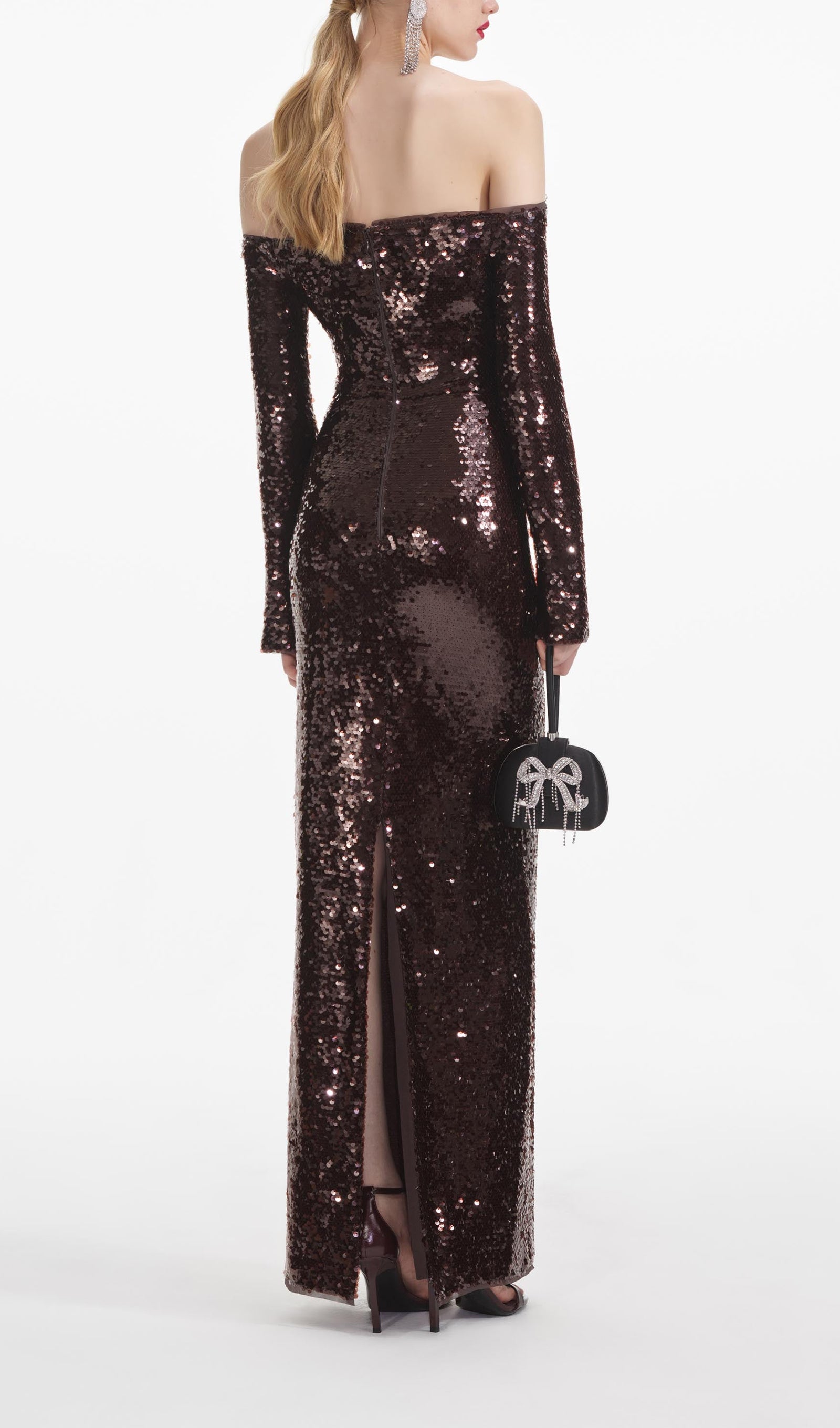 Off Shoulder Sequin Maxi Dress