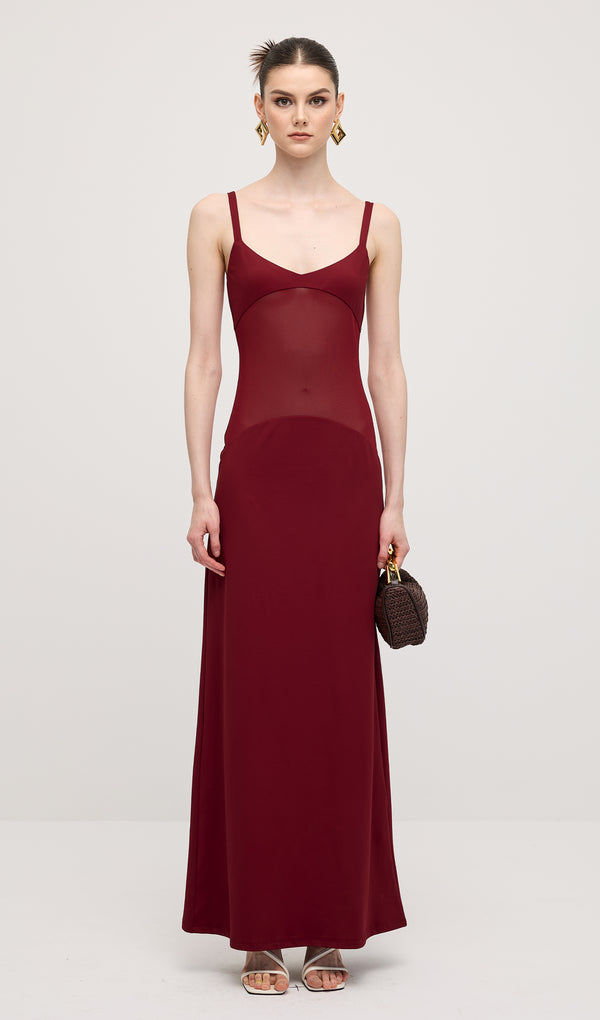 Red Sheer Knit Curve Maxi Dress