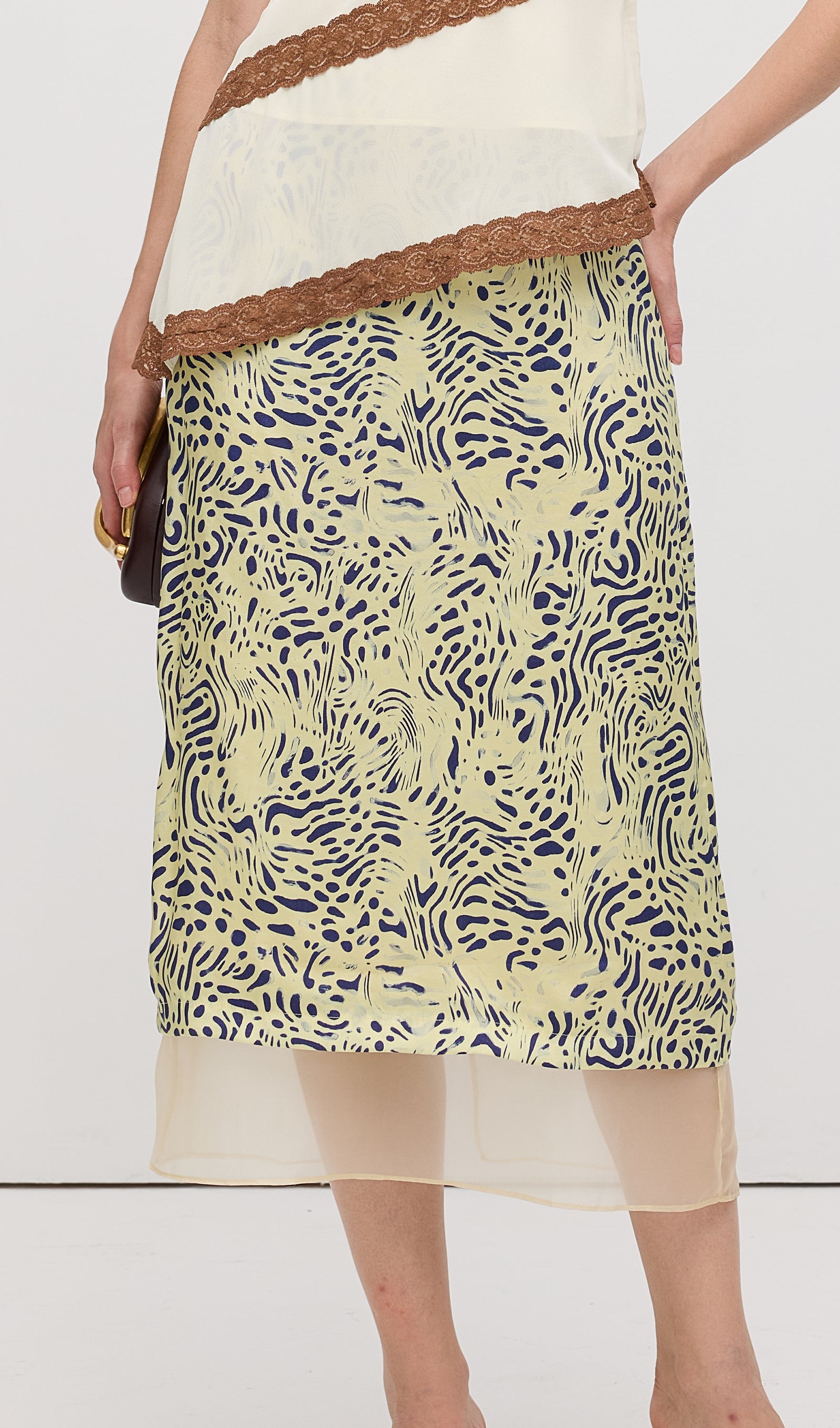 Midikleid in A-Linie mit Blumenmuster und Laternenärmeln