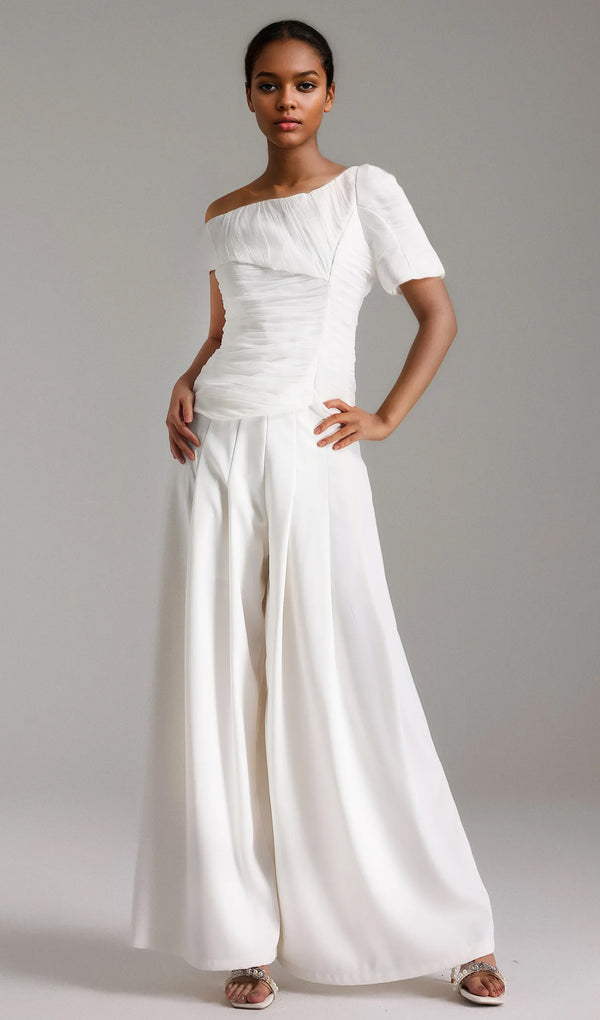 White Two Piece Pant Suit