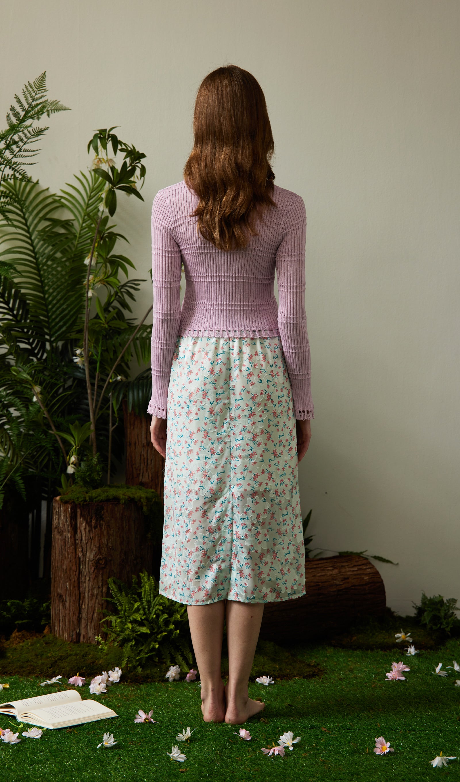 Floral Print Split Midi Skirt