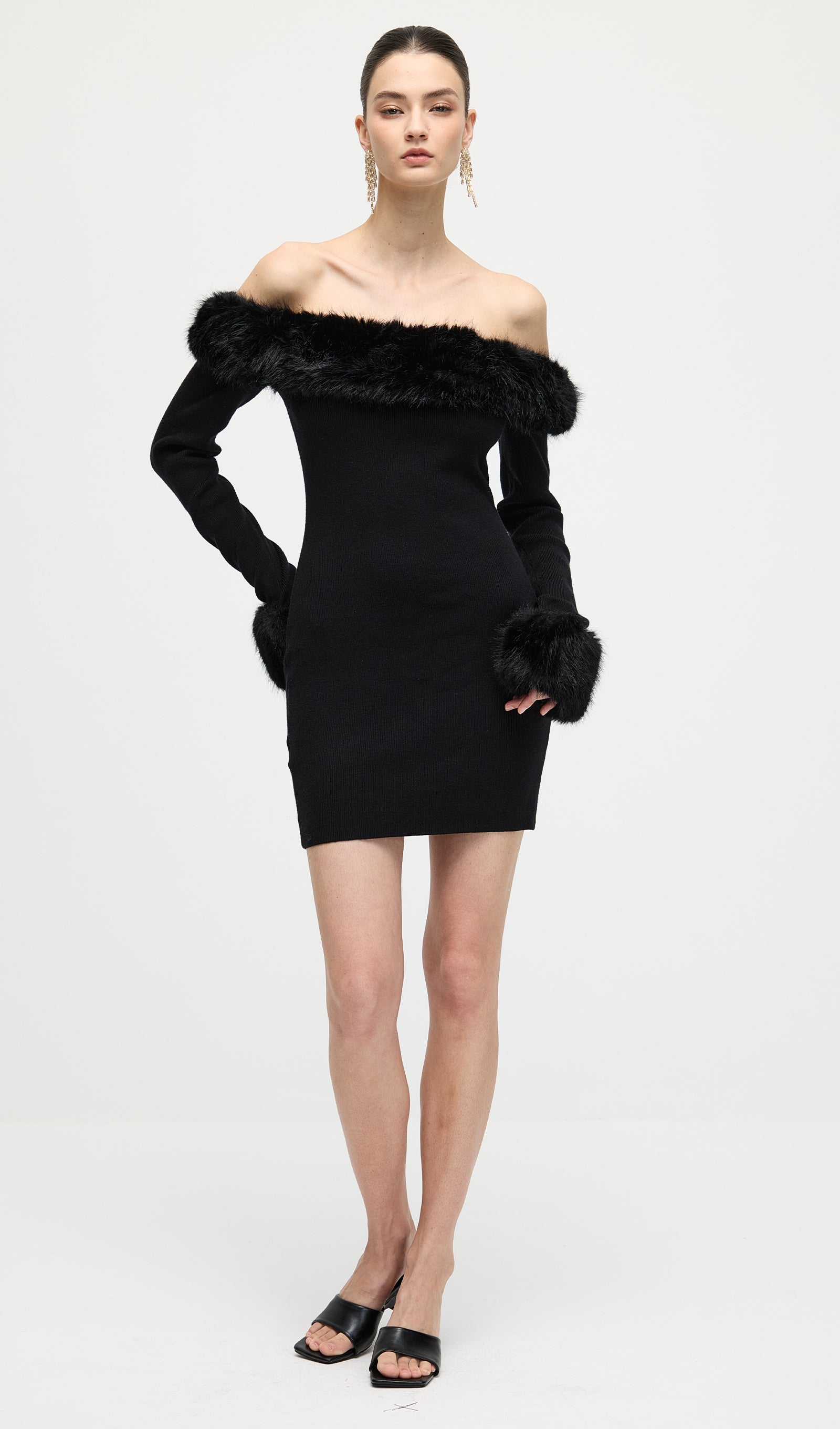 Black Off The Shoulder Mini Dress – Queena Wish