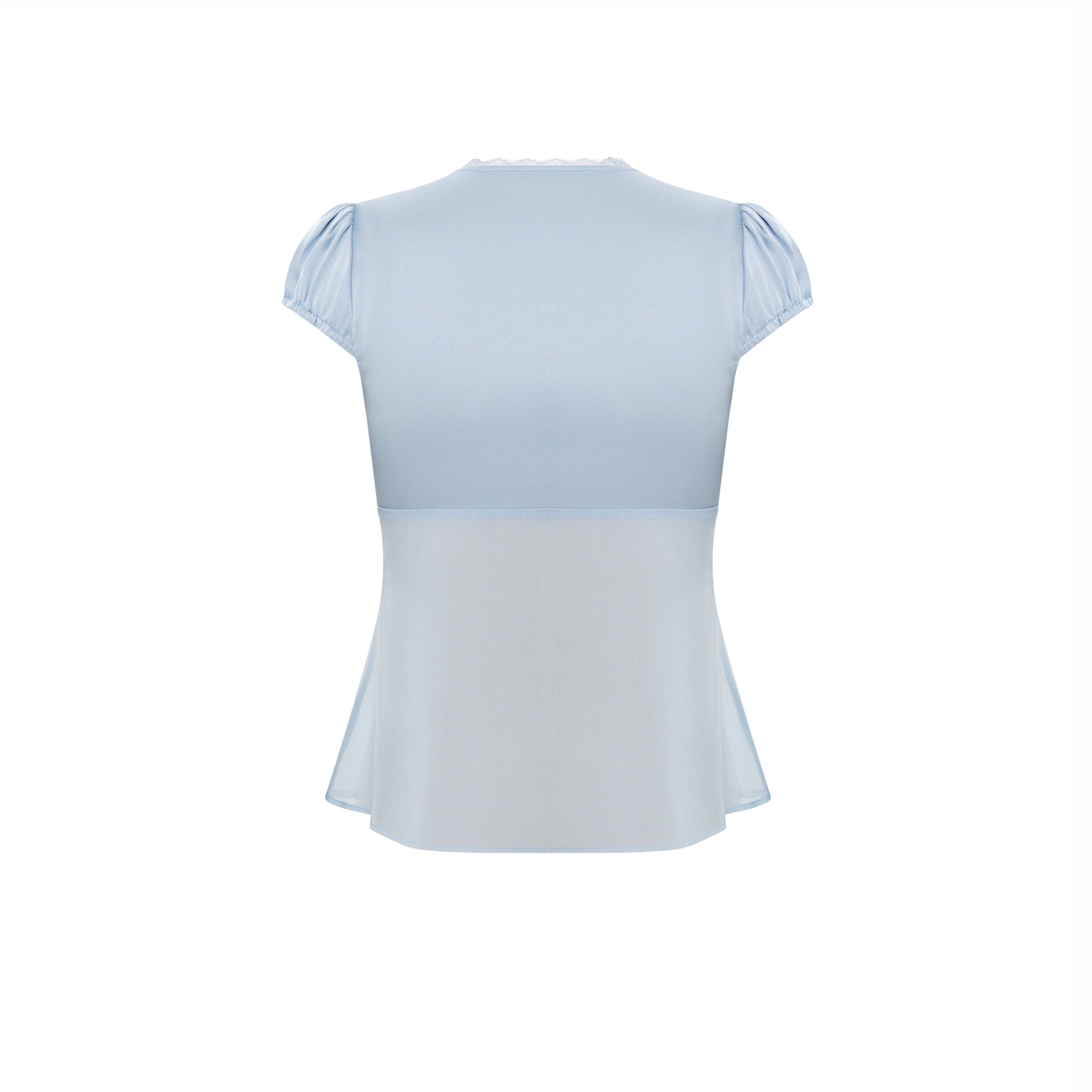 Satin Top With Ties In Baby Blue