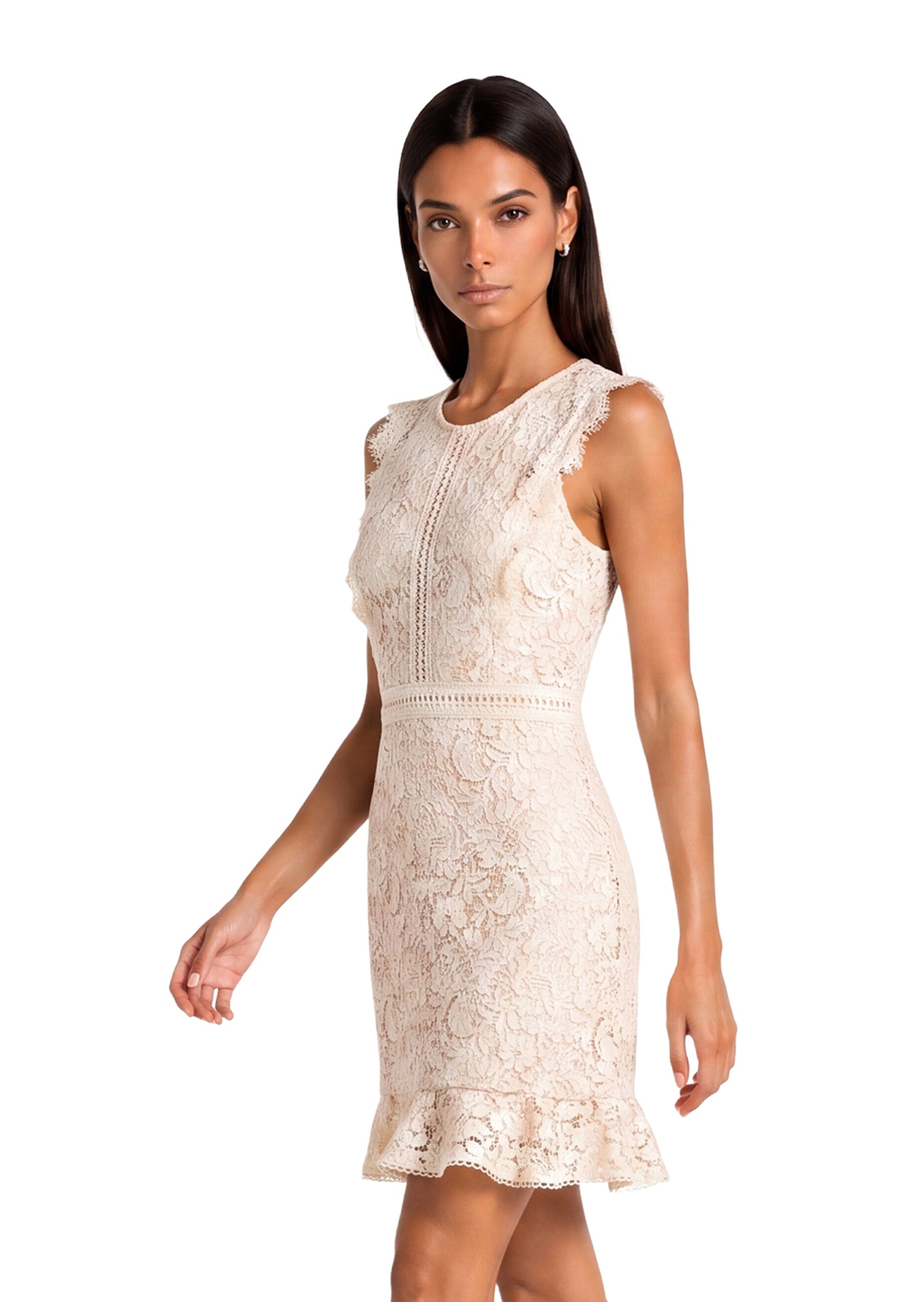 Midikleid in A-Linie mit Blumenmuster und Laternenärmeln