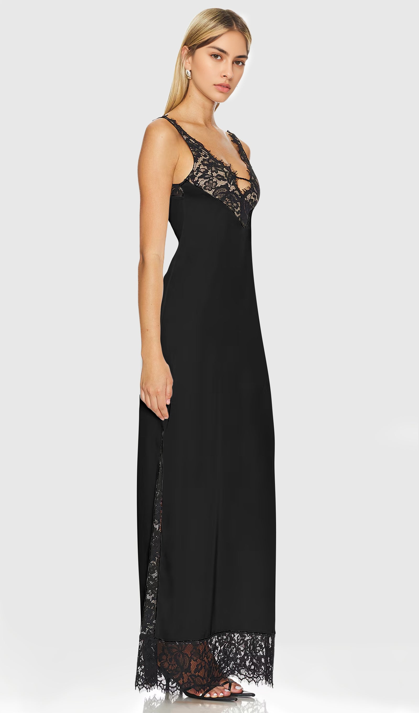 Midikleid in A-Linie mit Blumenmuster und Laternenärmeln