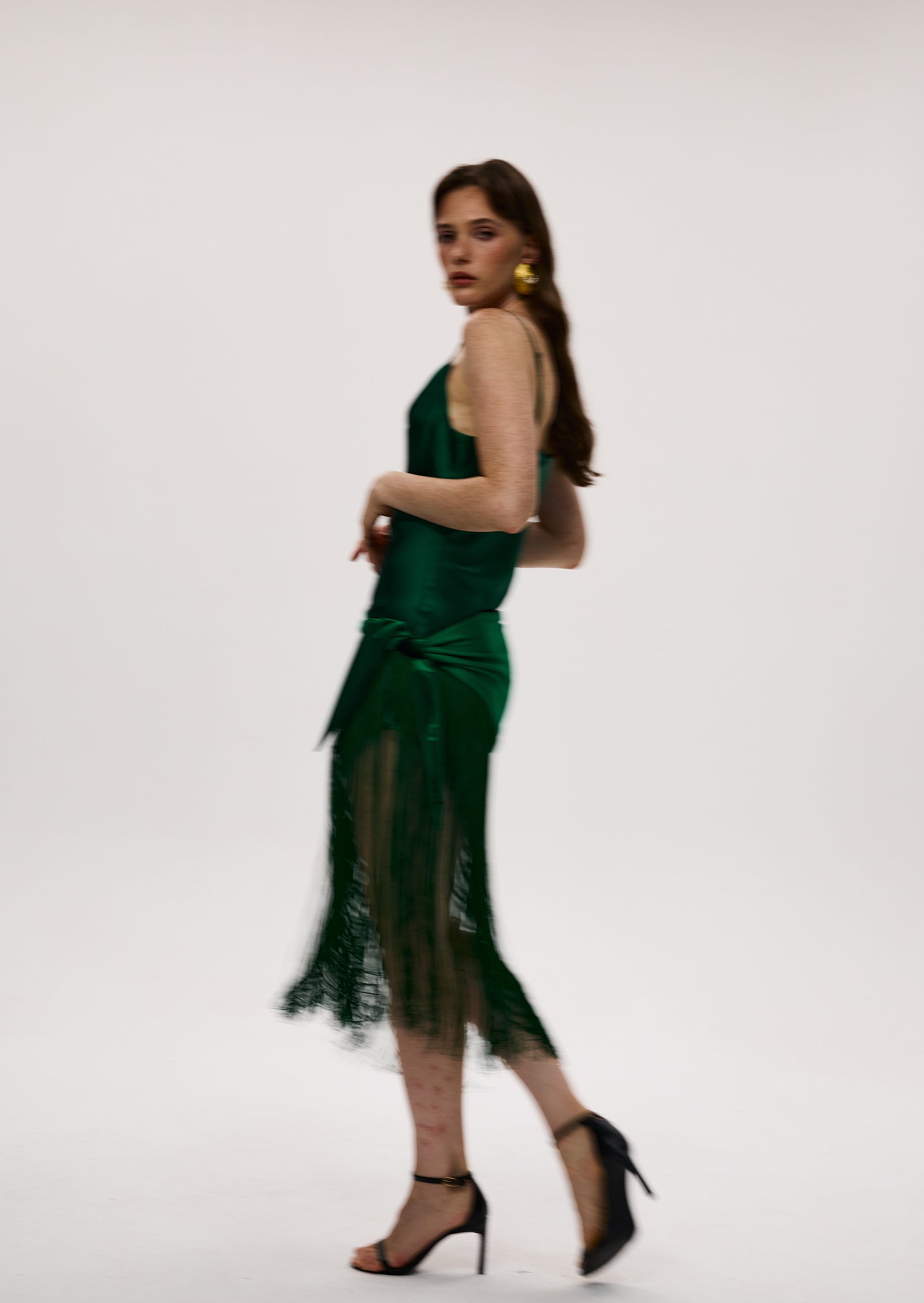 Tassel Satin Patchwork Maxi Dress