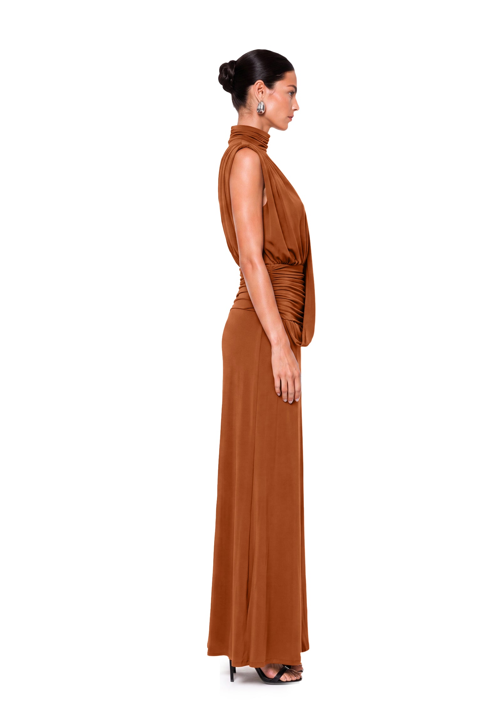 Midikleid in A-Linie mit Blumenmuster und Laternenärmeln