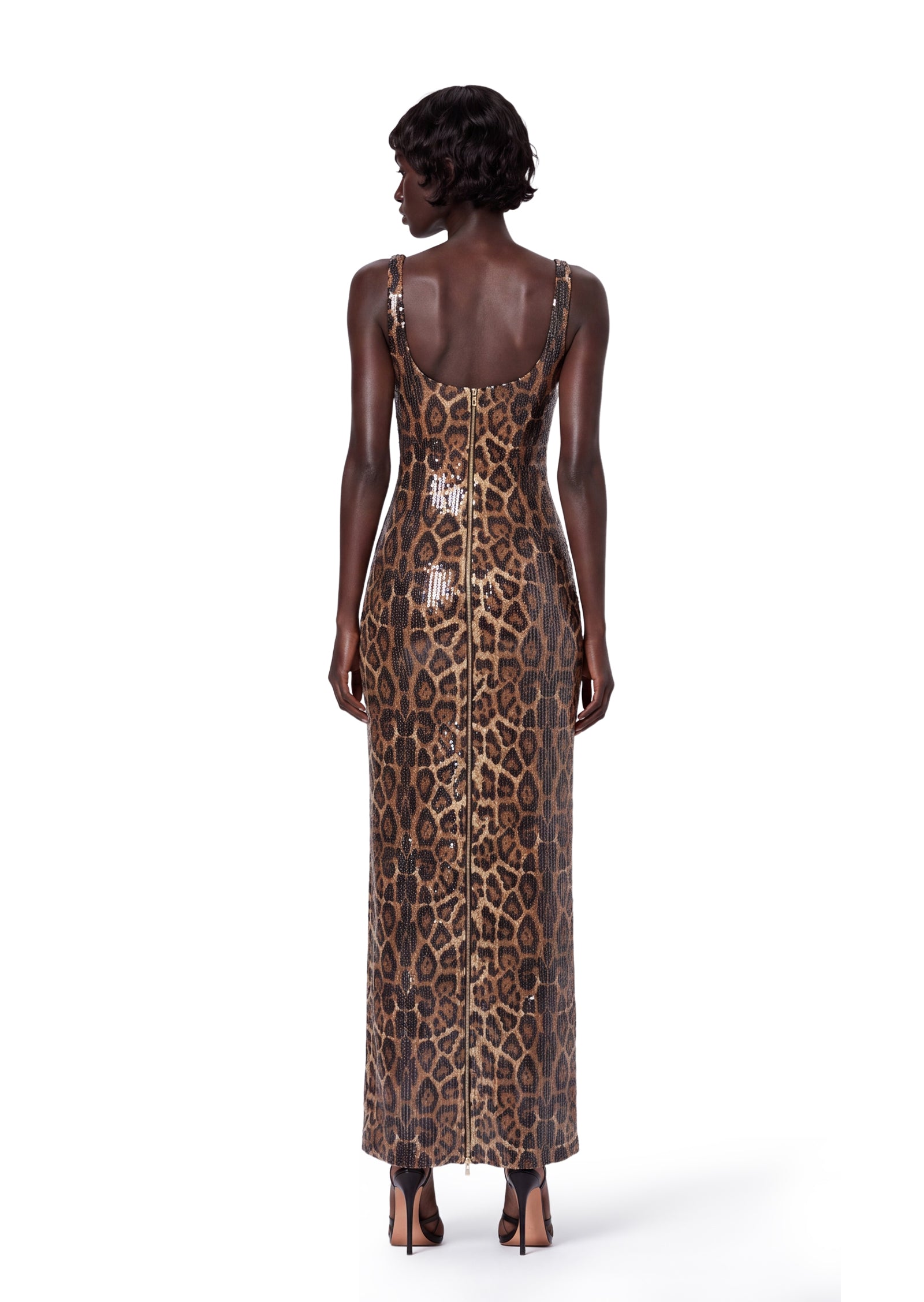Mayu Sleeveless Sequined Cape Two Piece Dress
