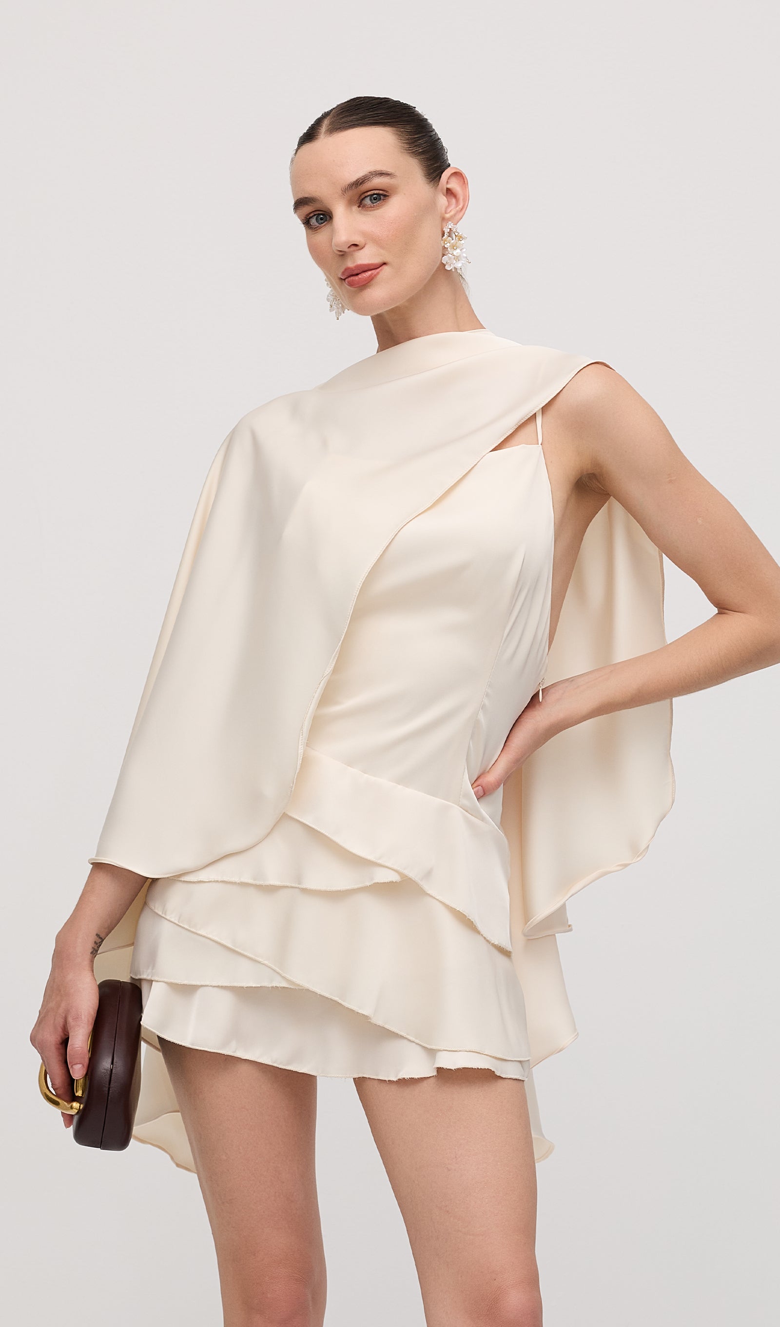 Midikleid in A-Linie mit Blumenmuster und Laternenärmeln