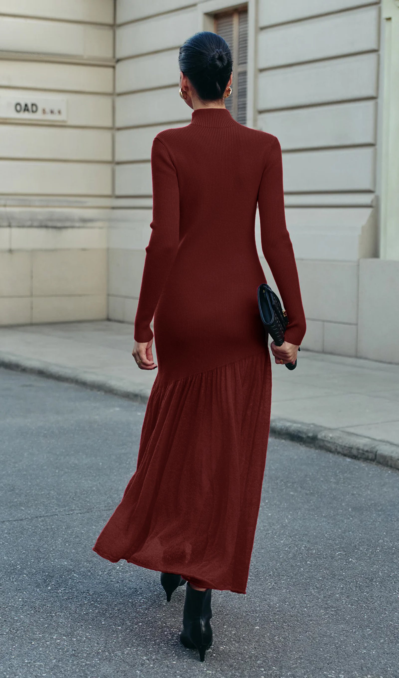 Midikleid in A-Linie mit Blumenmuster und Laternenärmeln