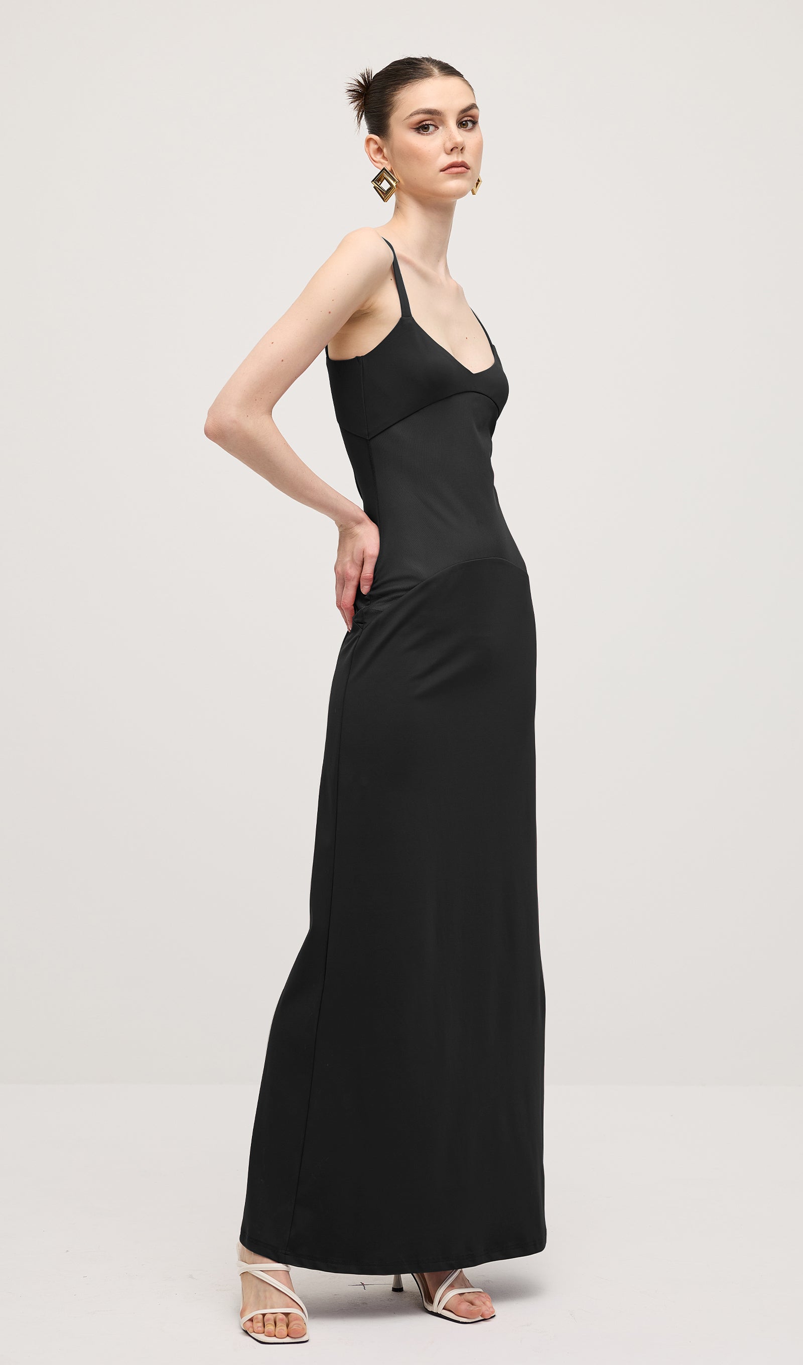 Sheer Knit Curve Maxi Dress In Black（Final Sale）
