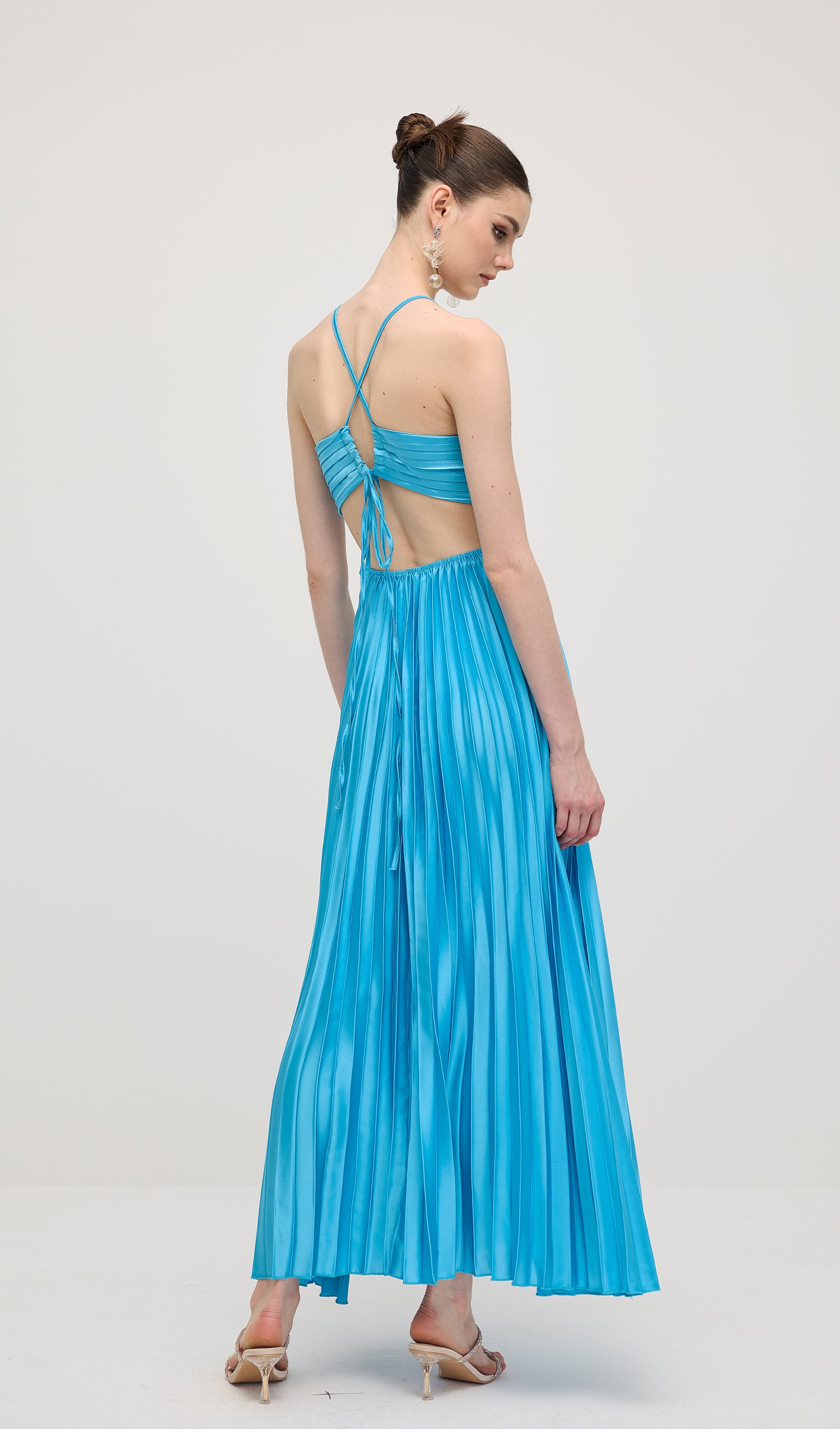 Midikleid in A-Linie mit Blumenmuster und Laternenärmeln