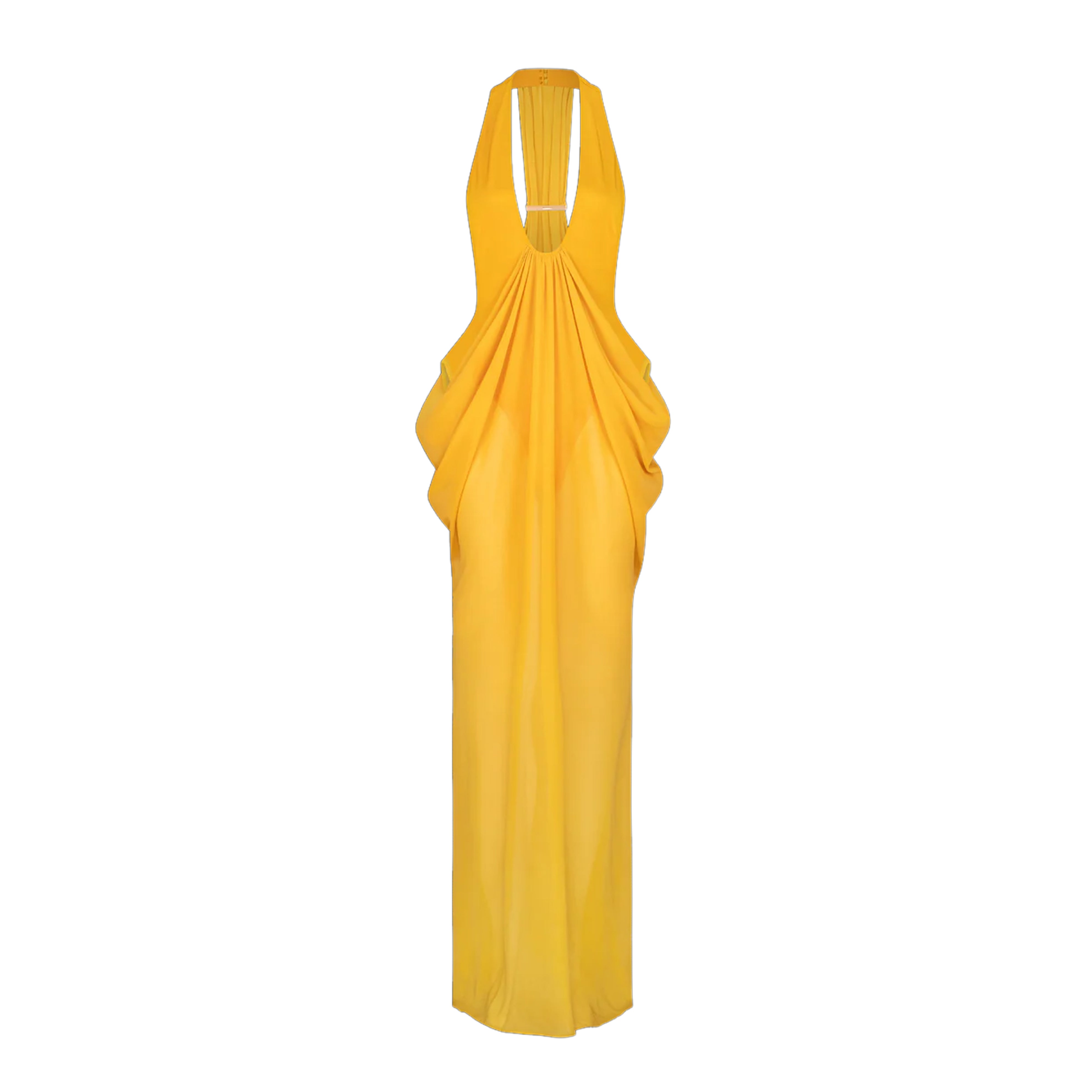 Mattey Sheer Maxi Dress In Yellow