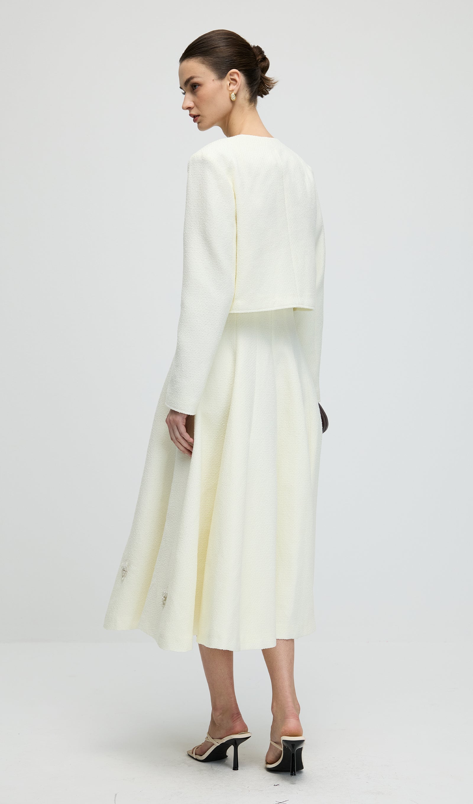 Midikleid in A-Linie mit Blumenmuster und Laternenärmeln