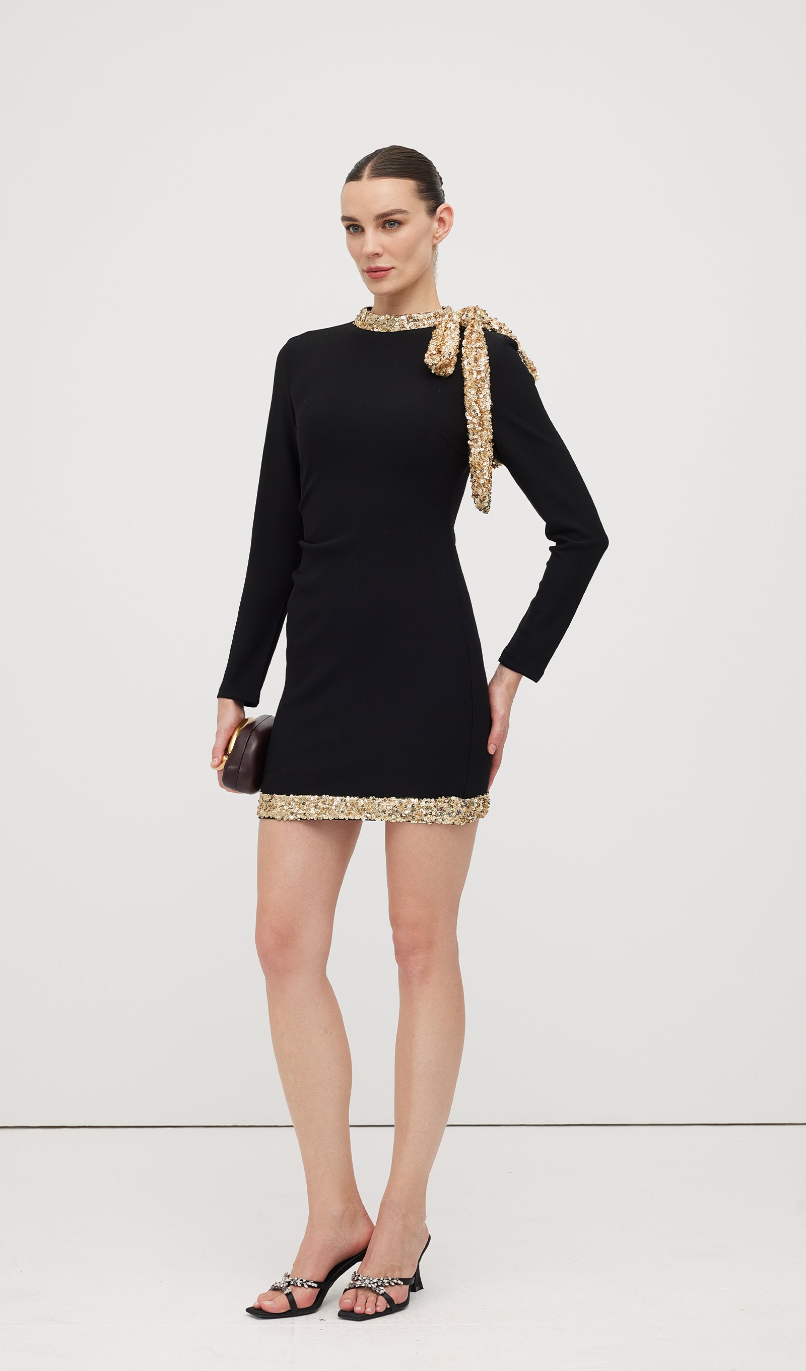 Midikleid in A-Linie mit Blumenmuster und Laternenärmeln