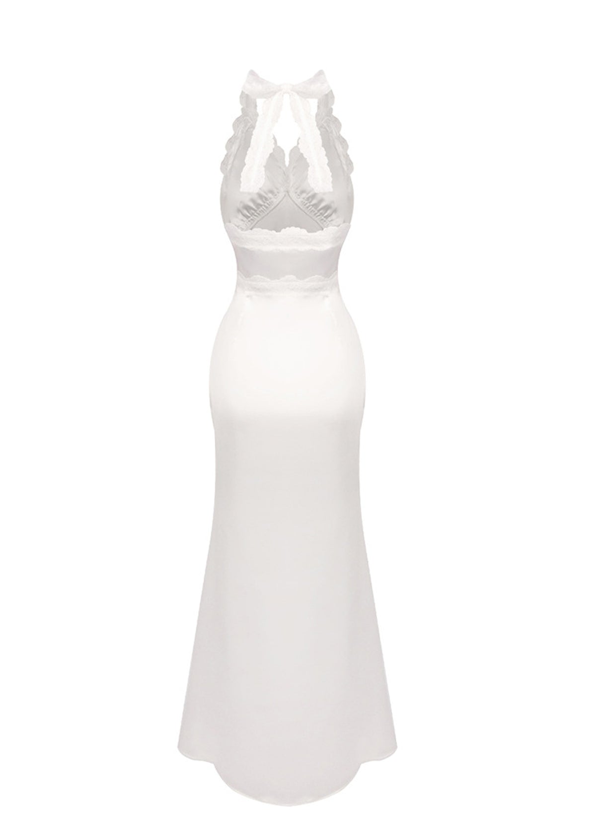 Ebbe Halter Neck Lace  Satin Maxi Dress