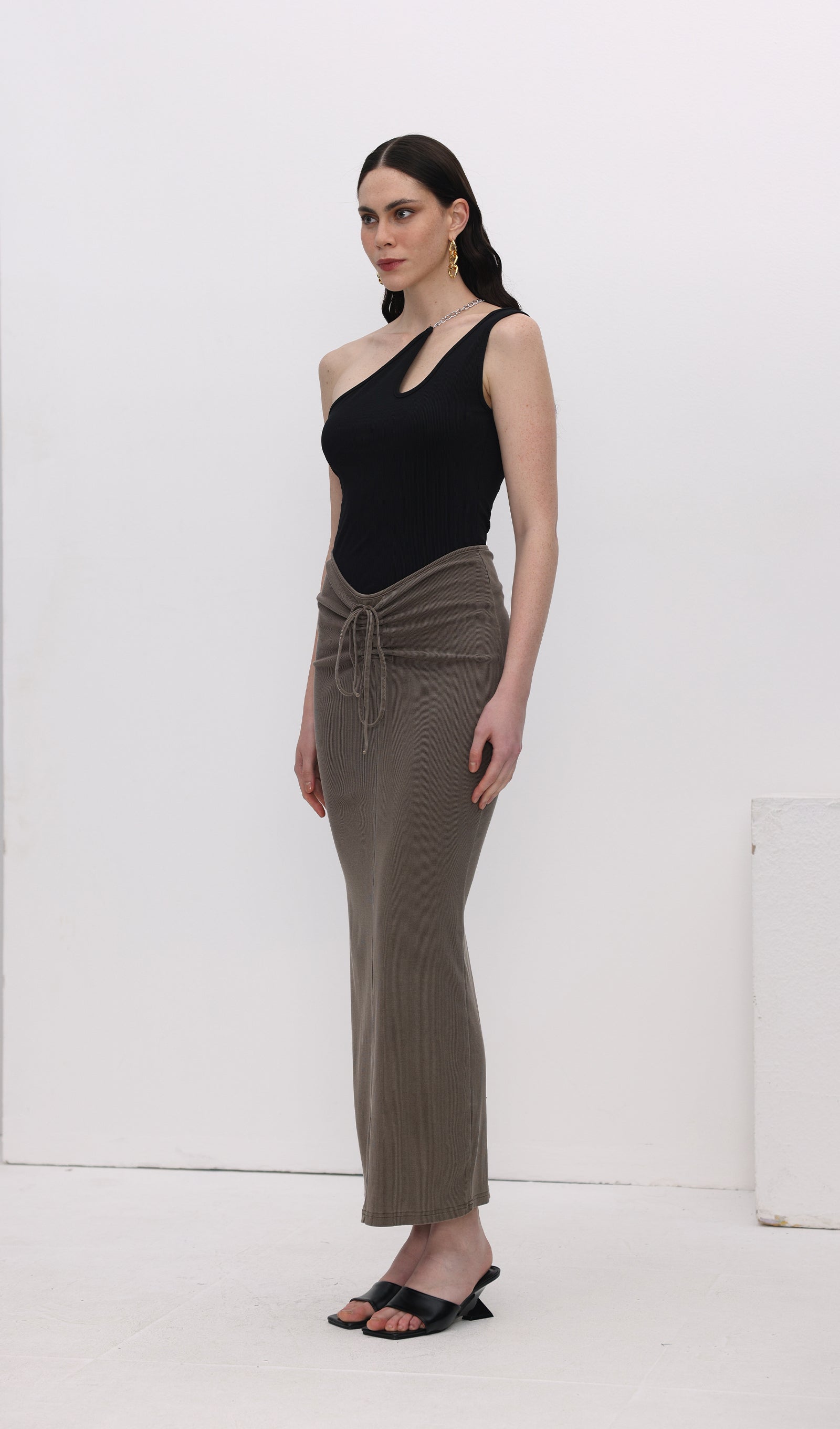 One Shoulder Metal Embellished Top