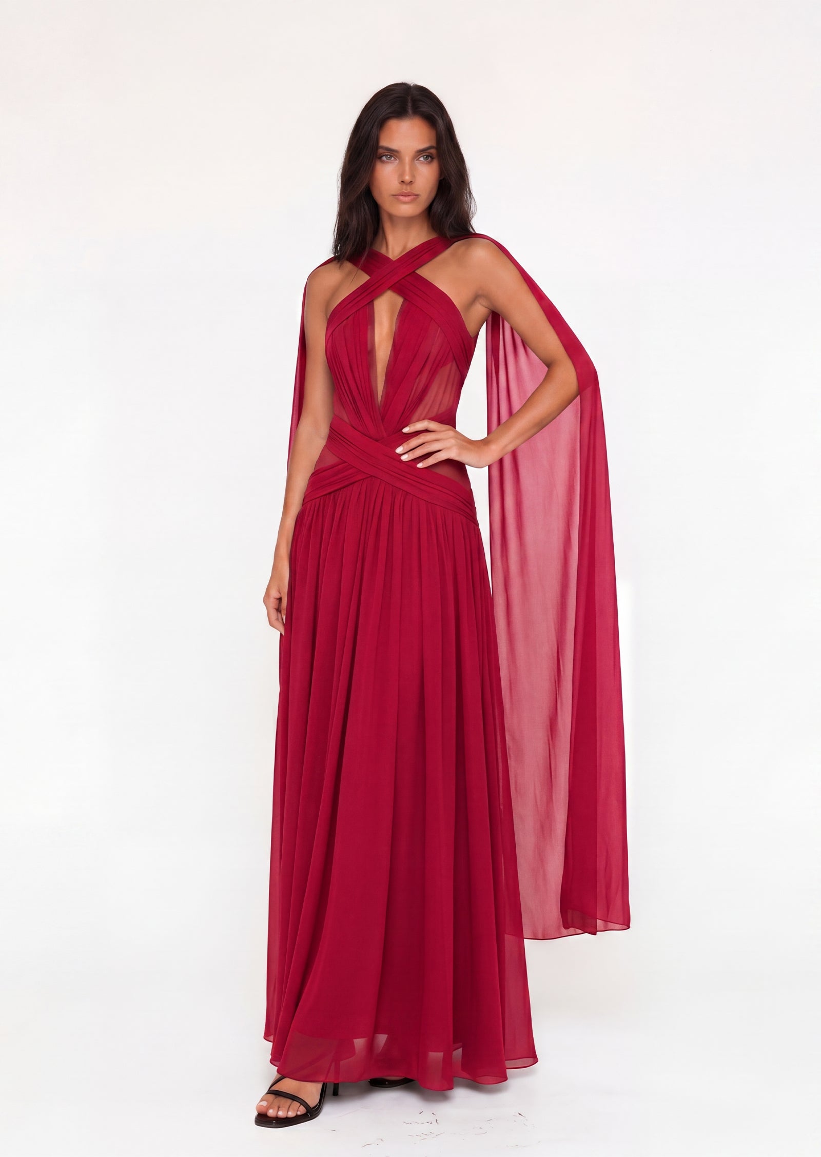Aase Open Back Ribbon Maxi Dress In Red