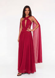 Aase Open Back Ribbon Maxi Dress In Red