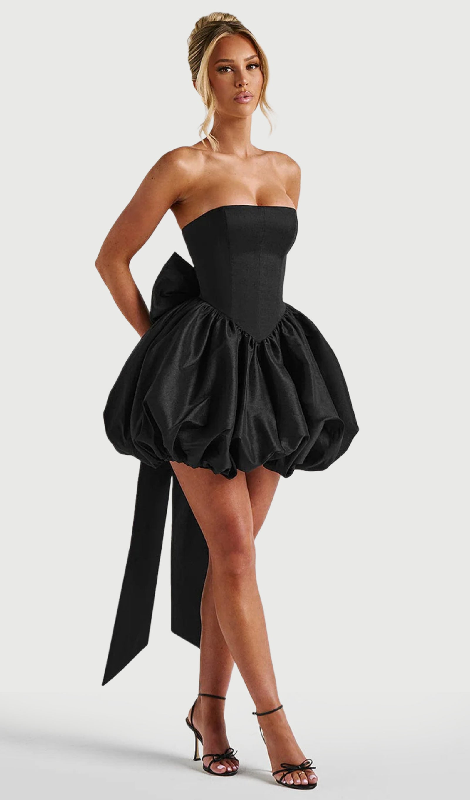 Midikleid in A-Linie mit Blumenmuster und Laternenärmeln