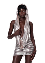 Jadiel Hooded Sleeveless Sequin Mini Dress