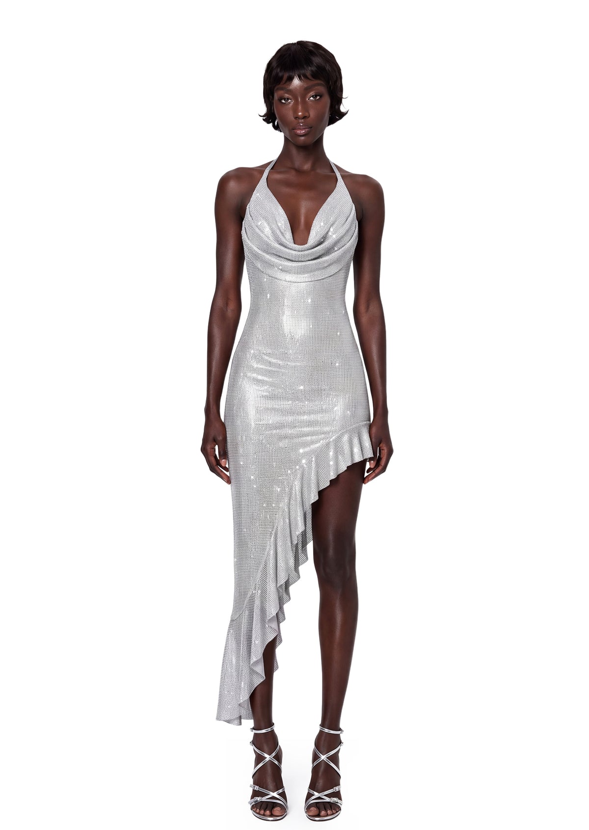Gaiana Sequin Ruffle Midi Dress