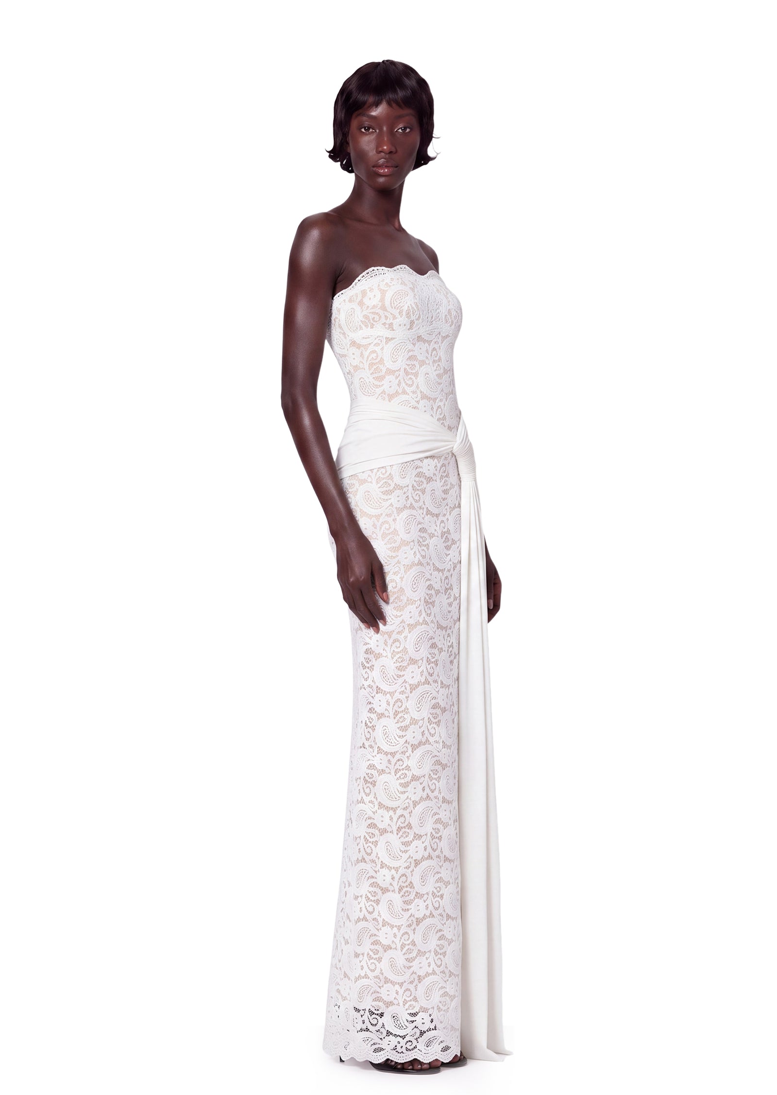 Midikleid in A-Linie mit Blumenmuster und Laternenärmeln