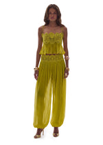 Luenie Chiffon Top & Pant Two Piece Set In Tea Green