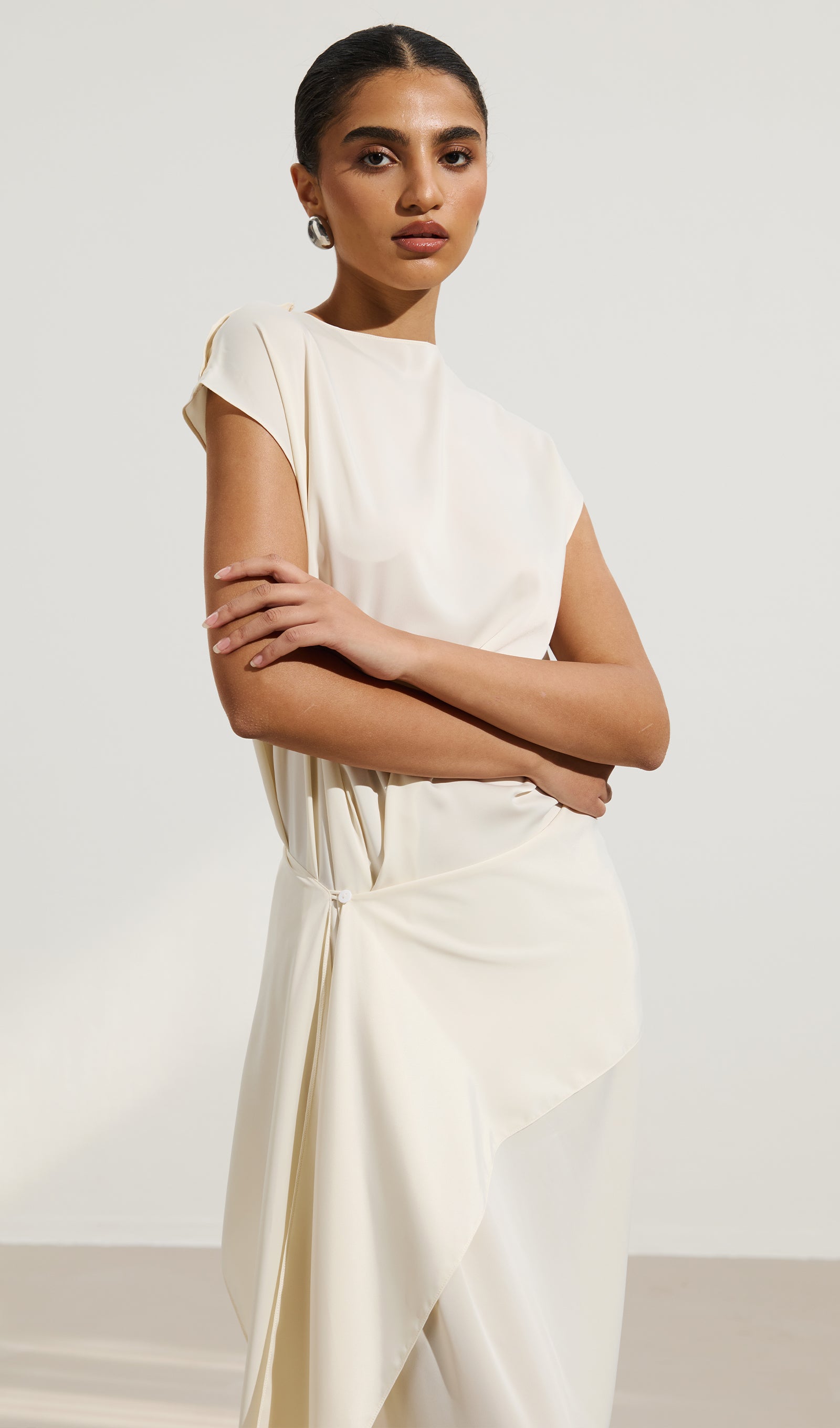 Asymmetrical Dress With Off Shoulder Design
