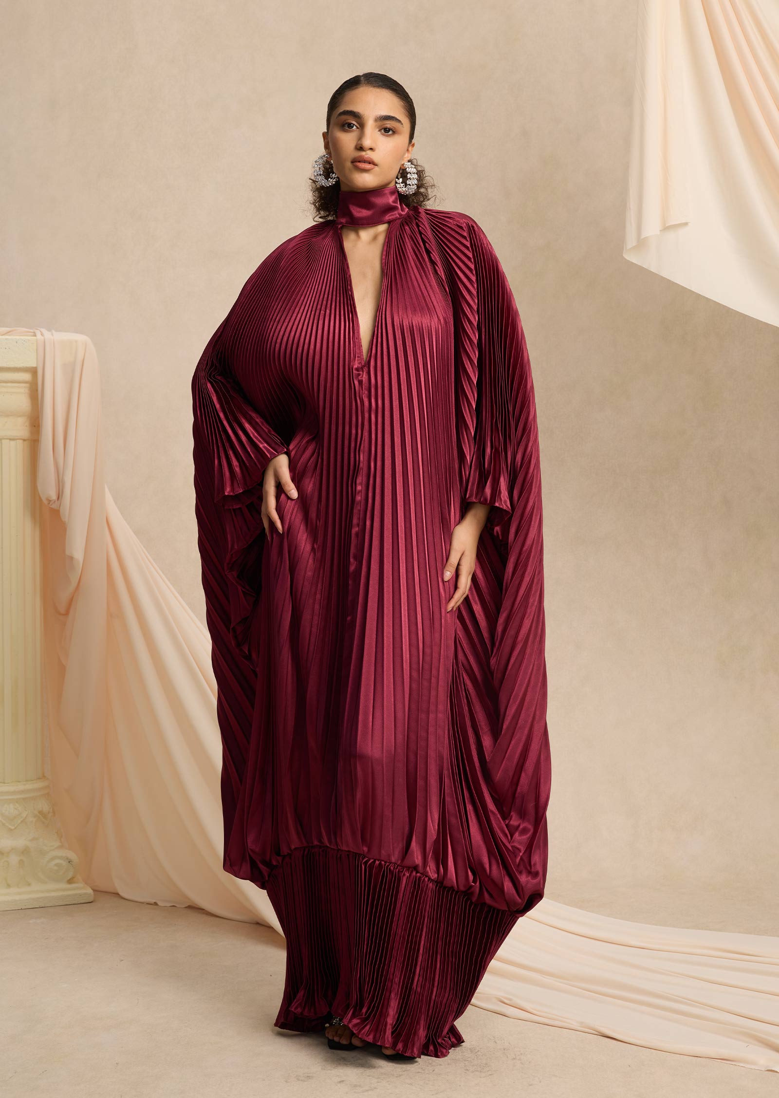 Midikleid in A-Linie mit Blumenmuster und Laternenärmeln