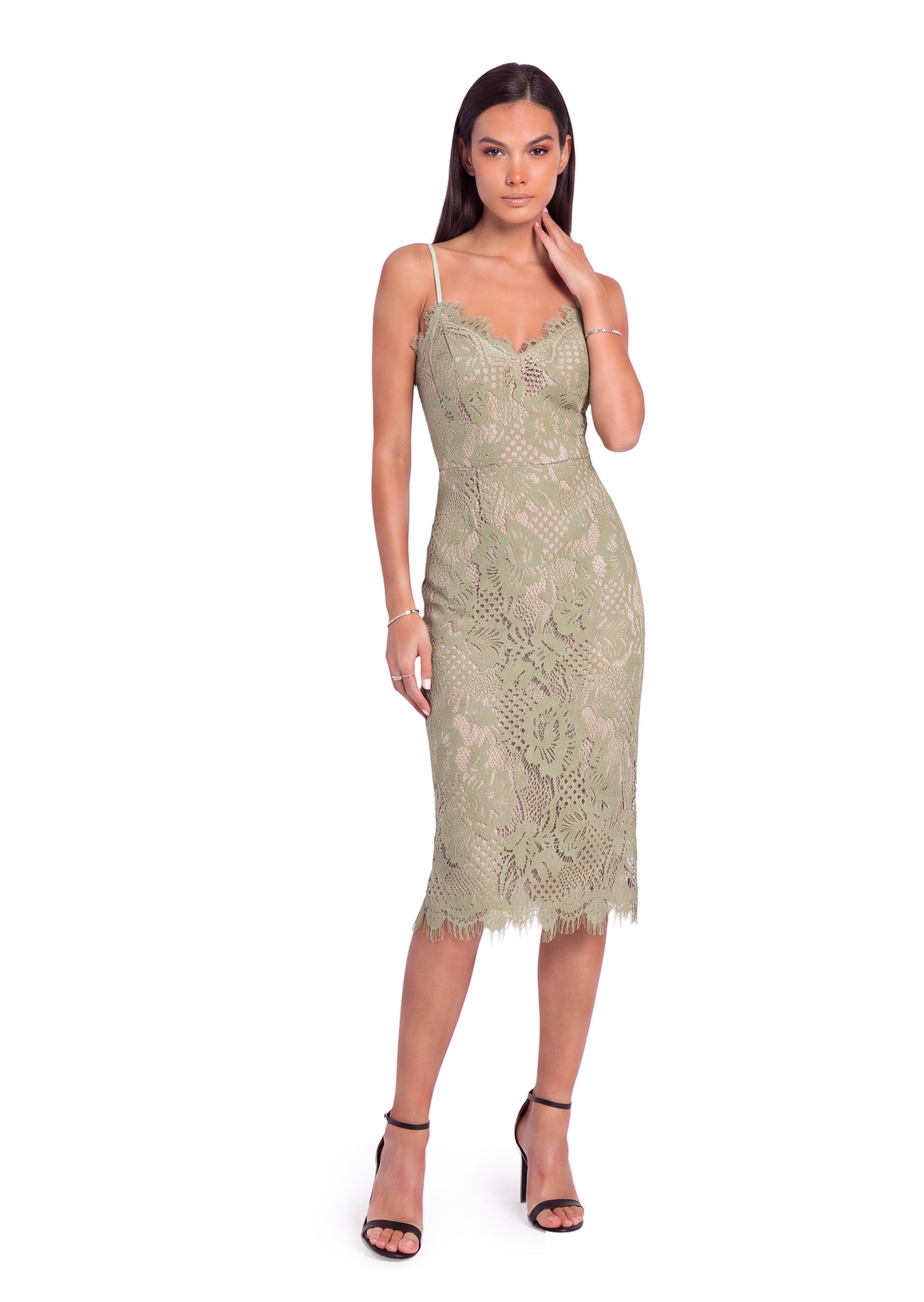 Midikleid in A-Linie mit Blumenmuster und Laternenärmeln