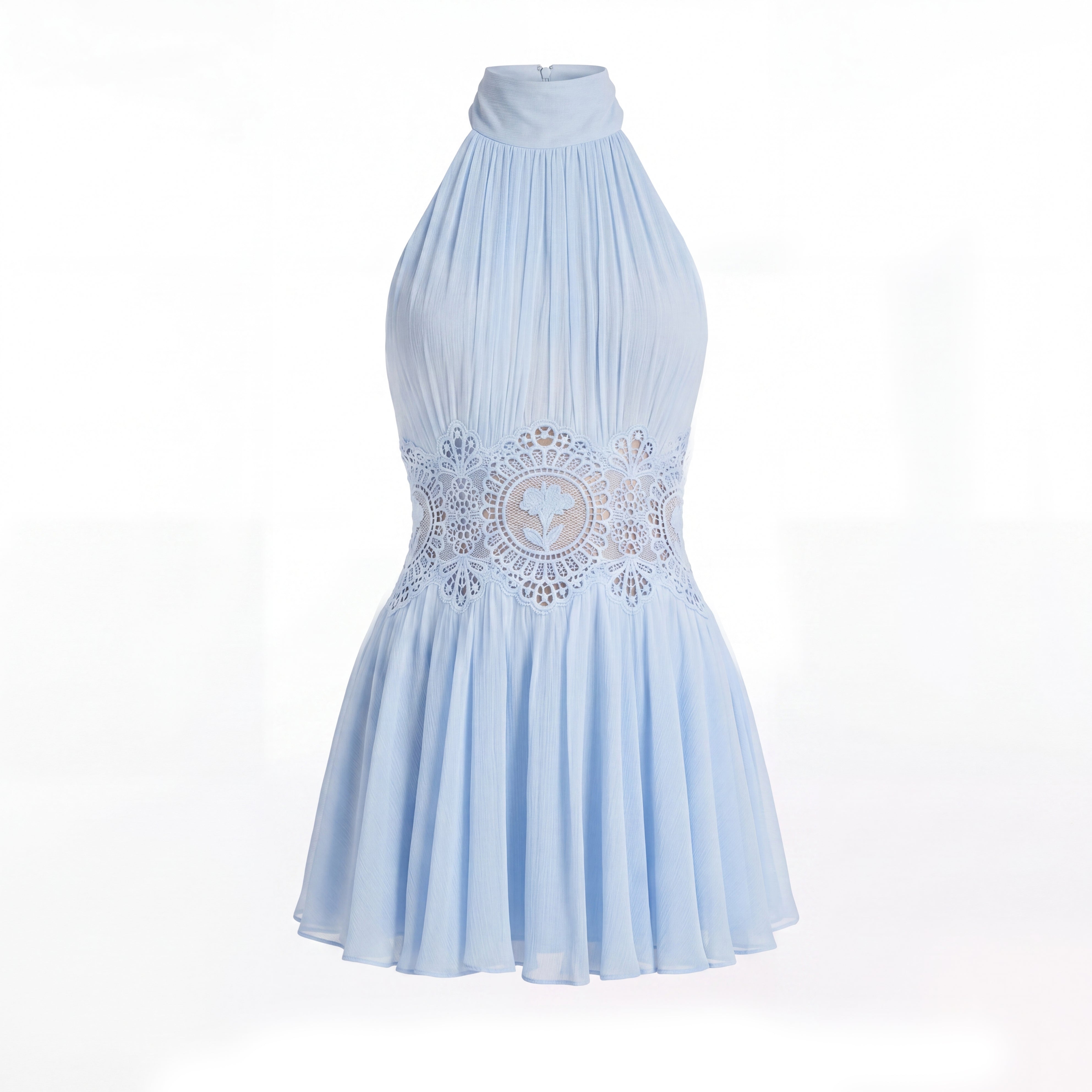 Nirva Sleeveless Sheer Mini Dress In Blue