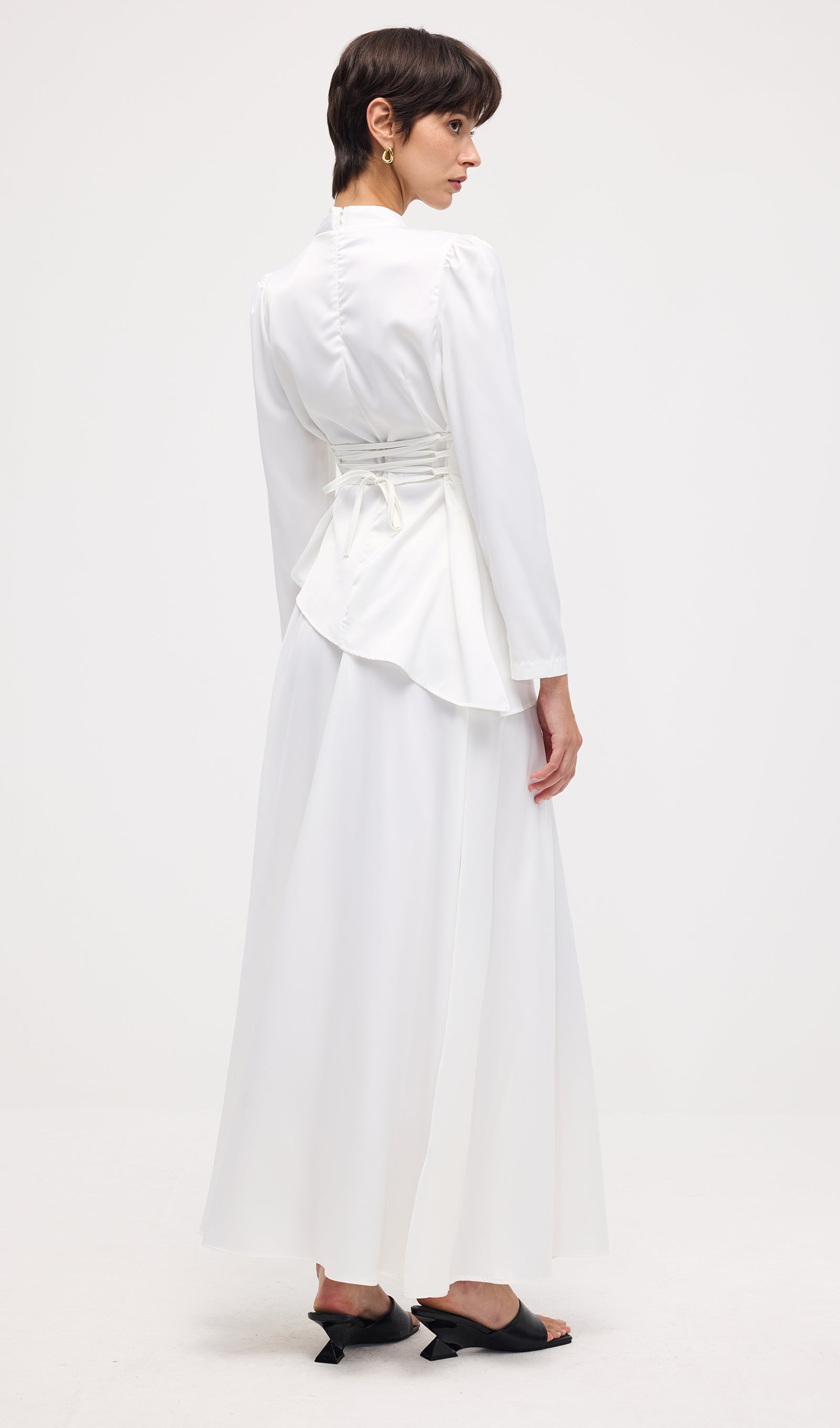 Satin Long Sleeve Two Piece Set Maxi Dress