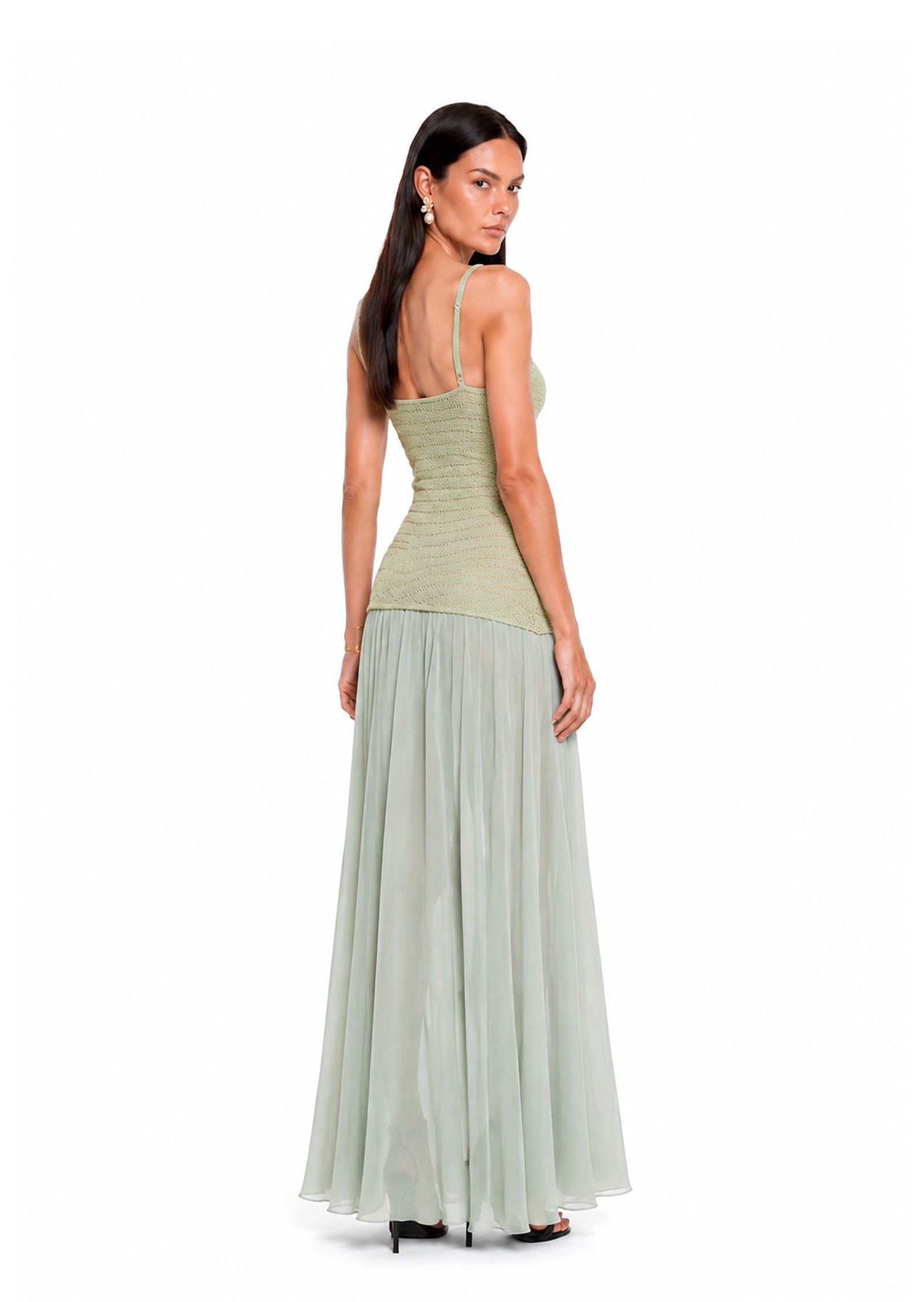 Midikleid in A-Linie mit Blumenmuster und Laternenärmeln