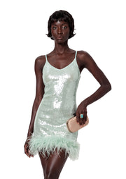 Padmavati Sequined Mini Dress In Mint Green