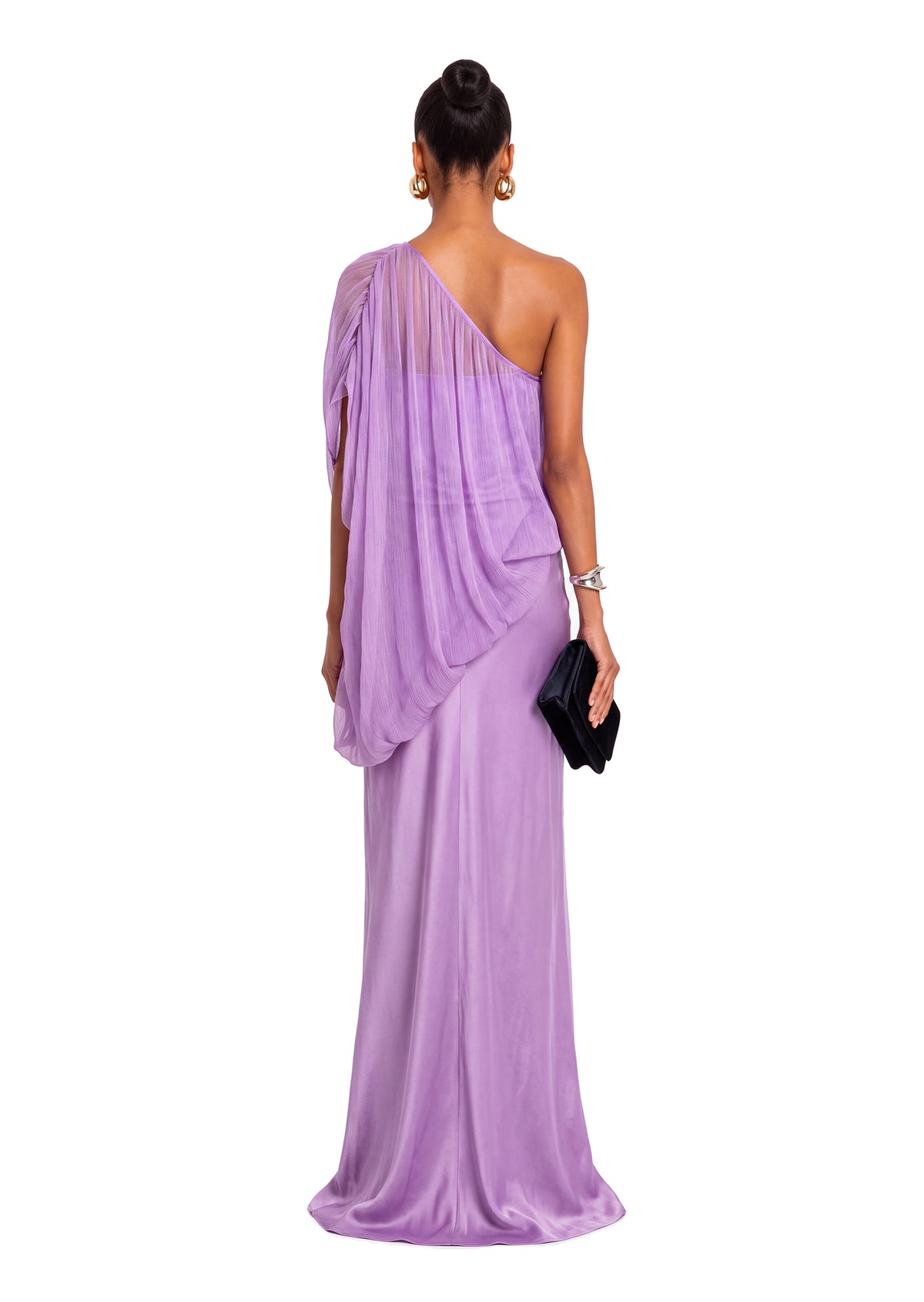 Yimin One Shoulder Satin Maxi Dress