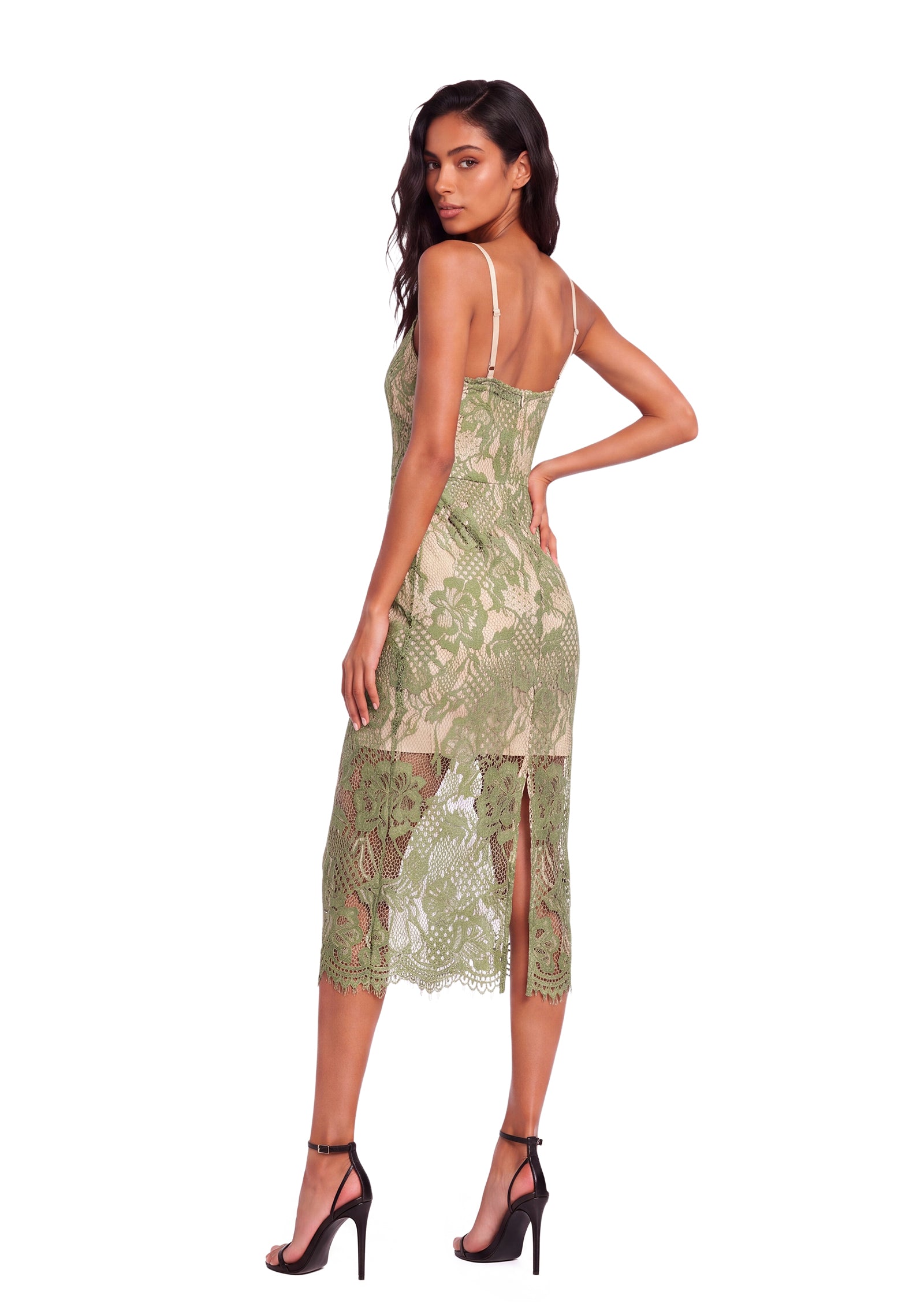 Midikleid in A-Linie mit Blumenmuster und Laternenärmeln