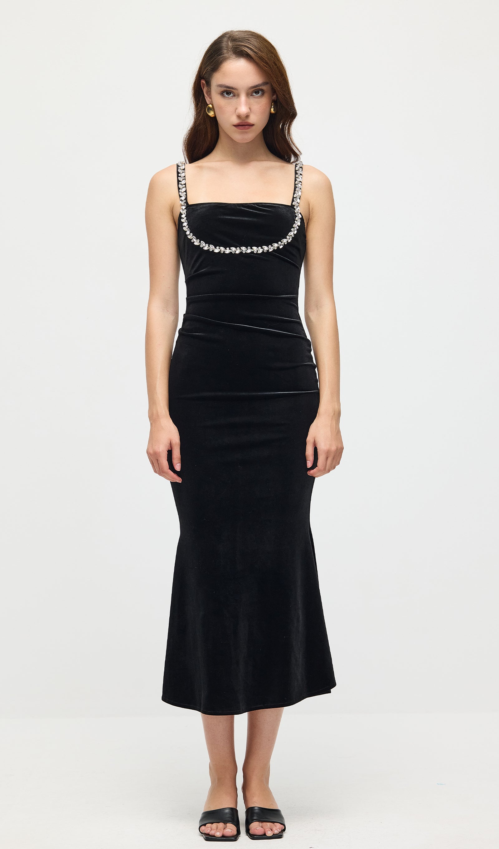 Midikleid in A-Linie mit Blumenmuster und Laternenärmeln