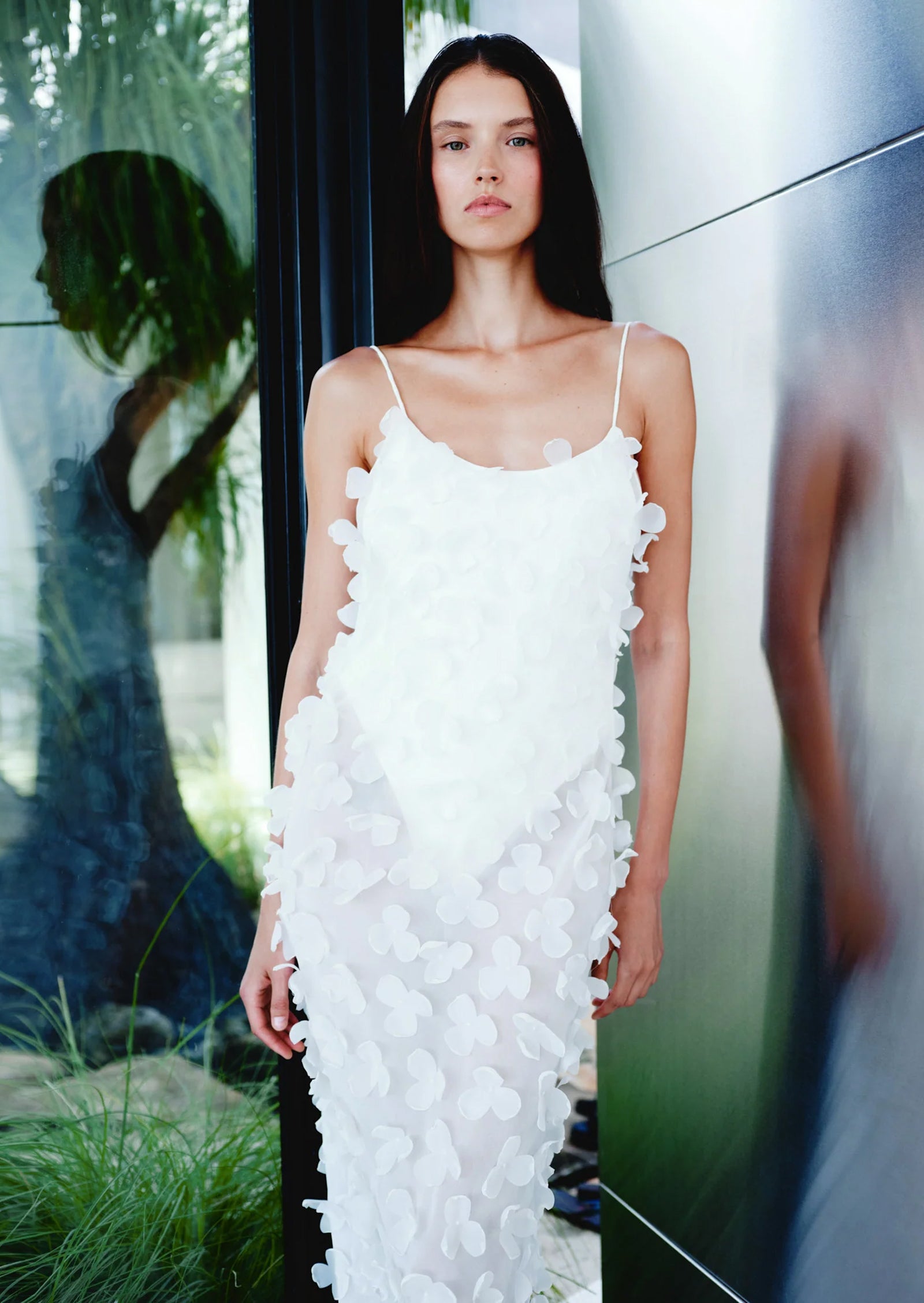 Midikleid in A-Linie mit Blumenmuster und Laternenärmeln