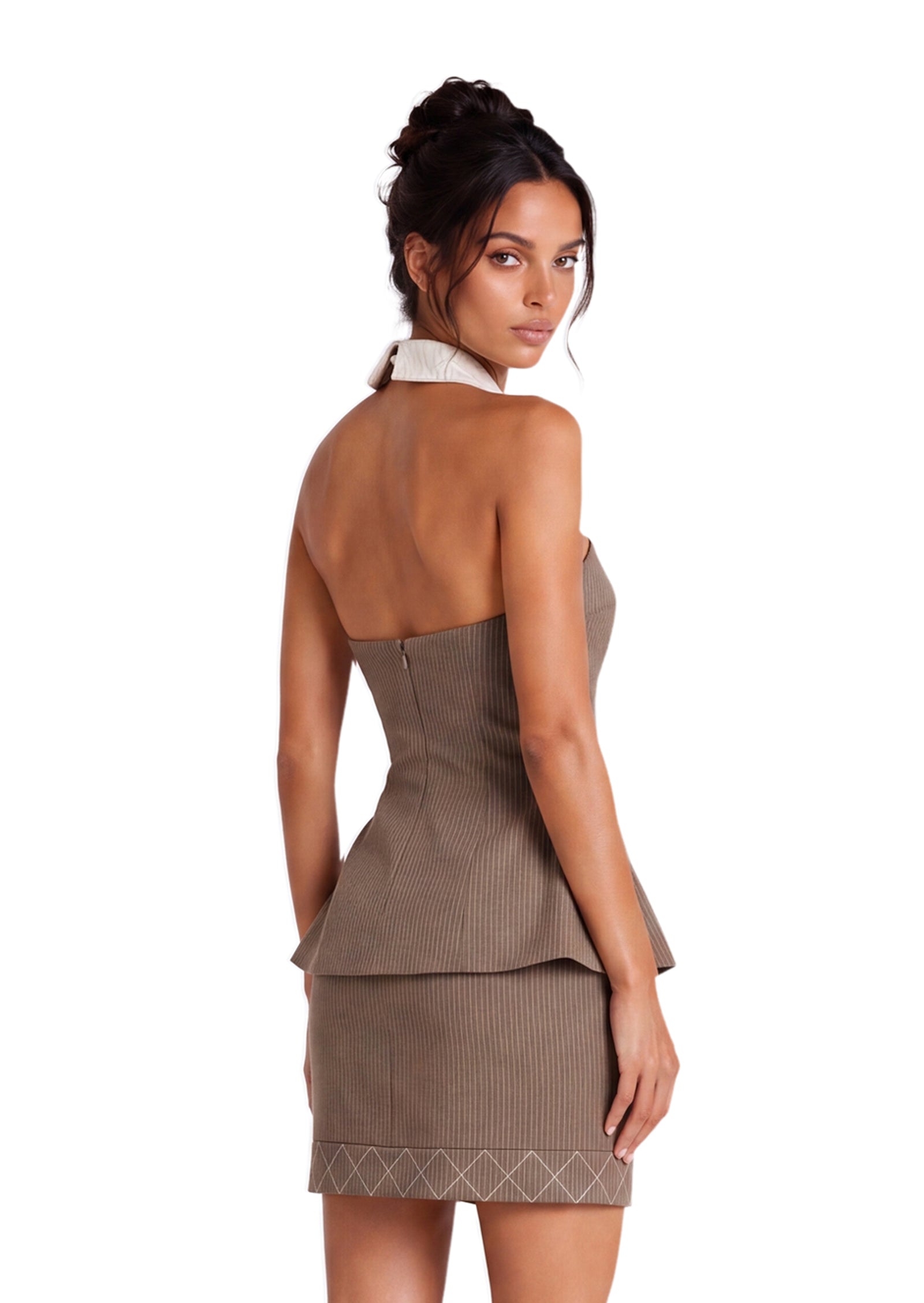 Midikleid in A-Linie mit Blumenmuster und Laternenärmeln