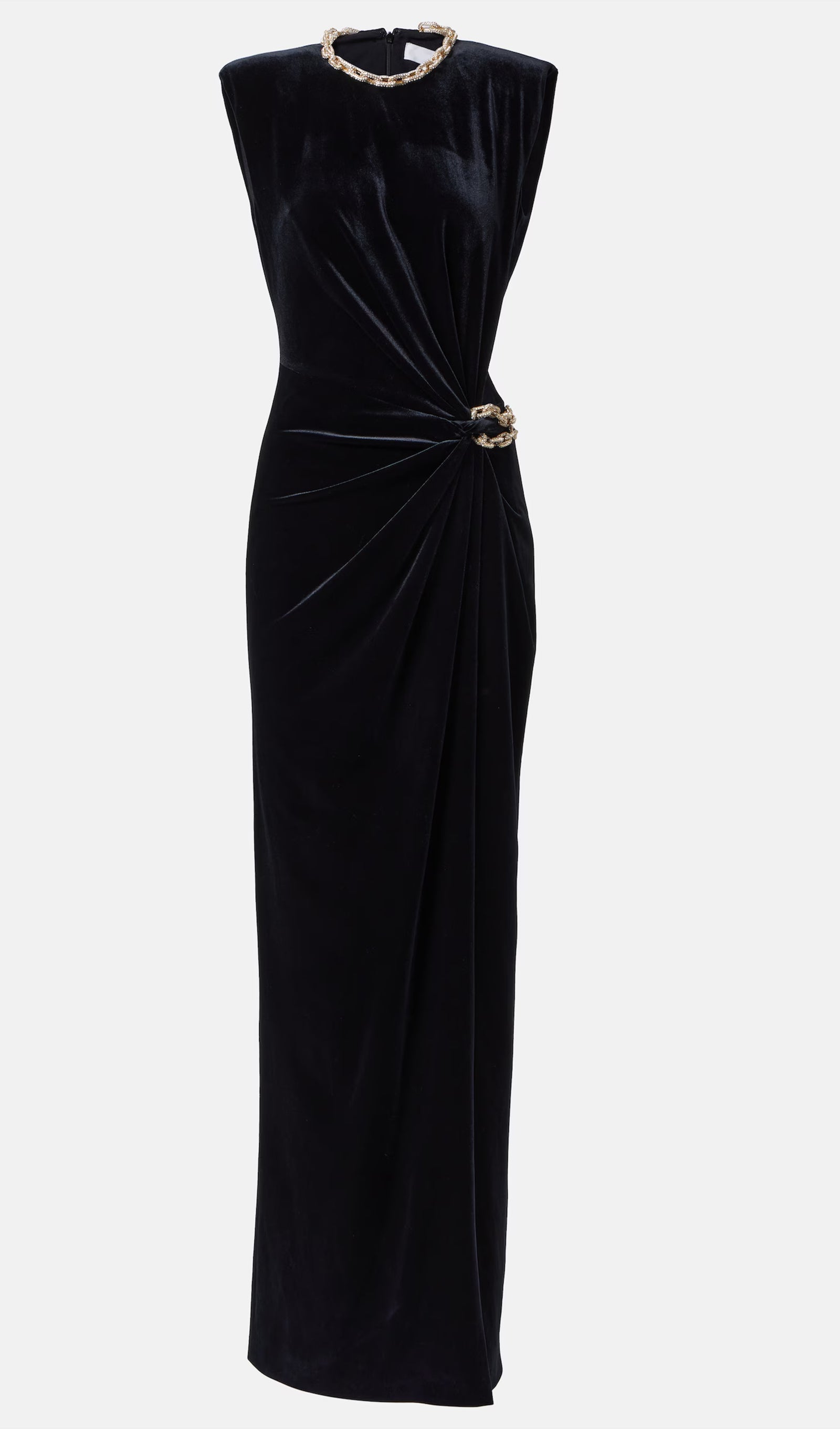 Embellished Velvet Split Maxi Dress