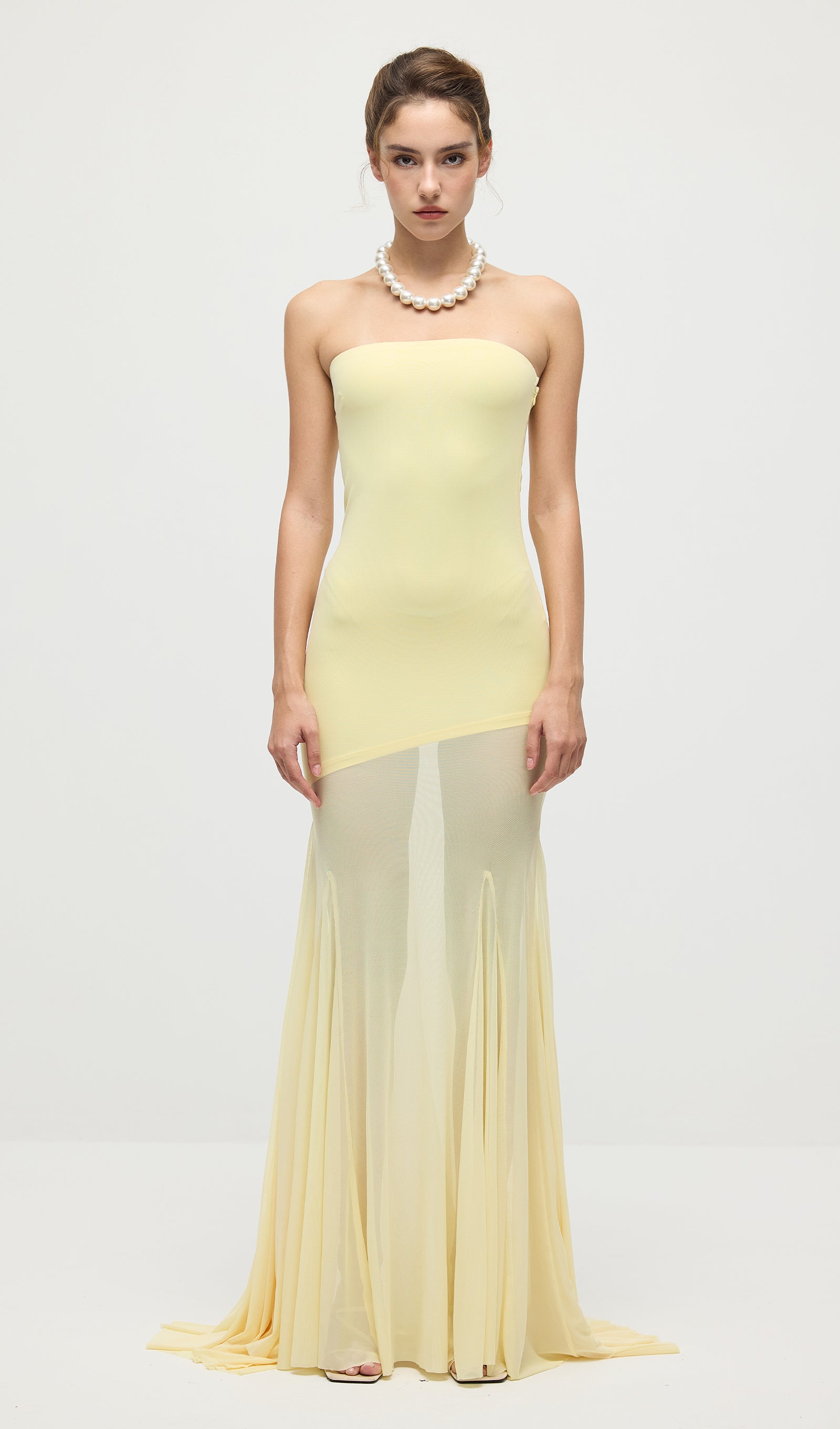 Midikleid in A-Linie mit Blumenmuster und Laternenärmeln