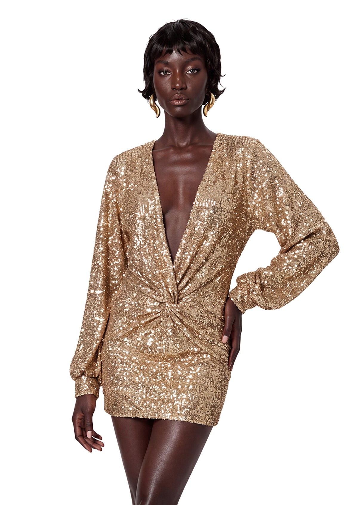 Yanka Long Sleeved Sequin Mini Dress