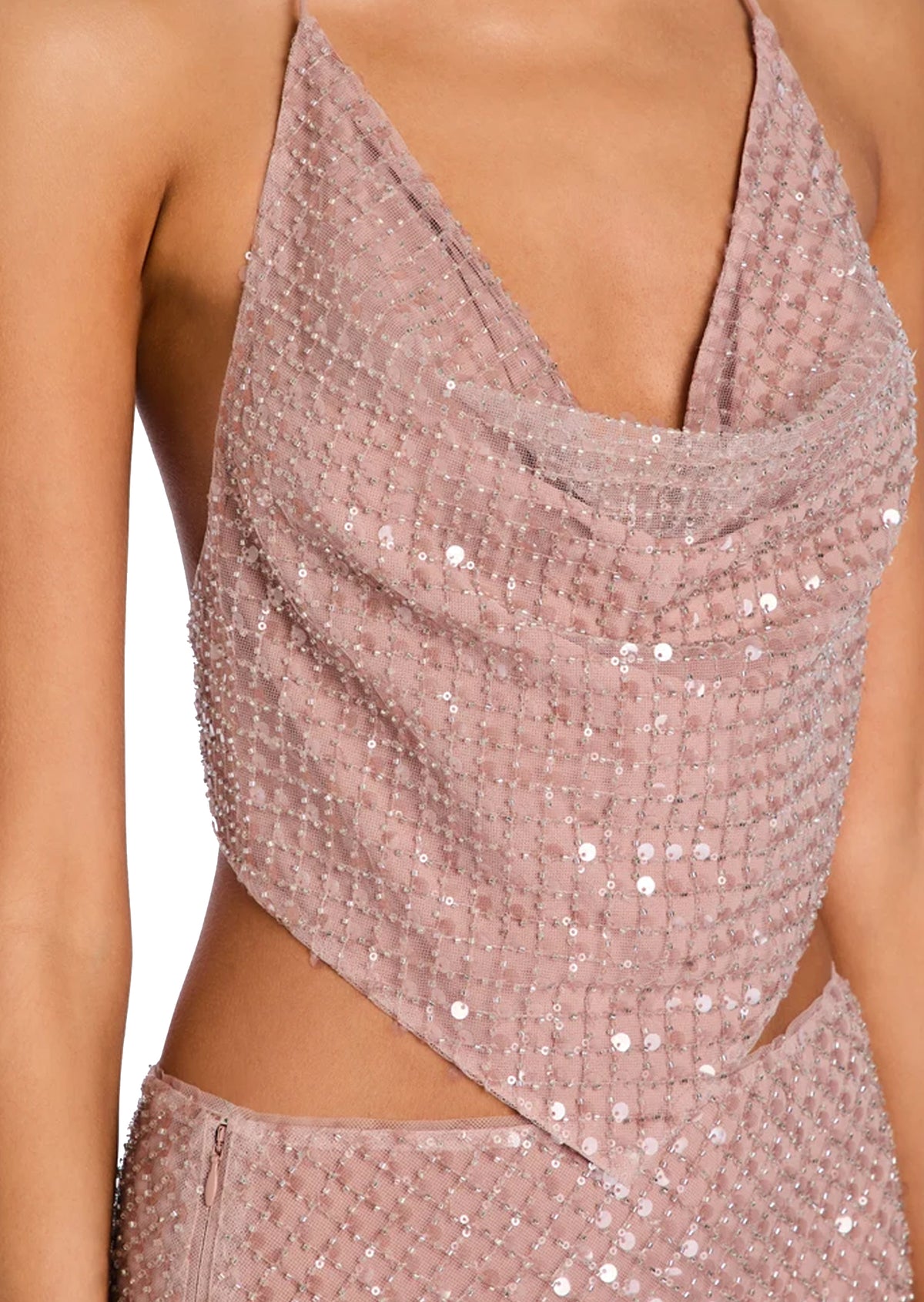 Walda Sequined Pleated Bodycon Skirt Set