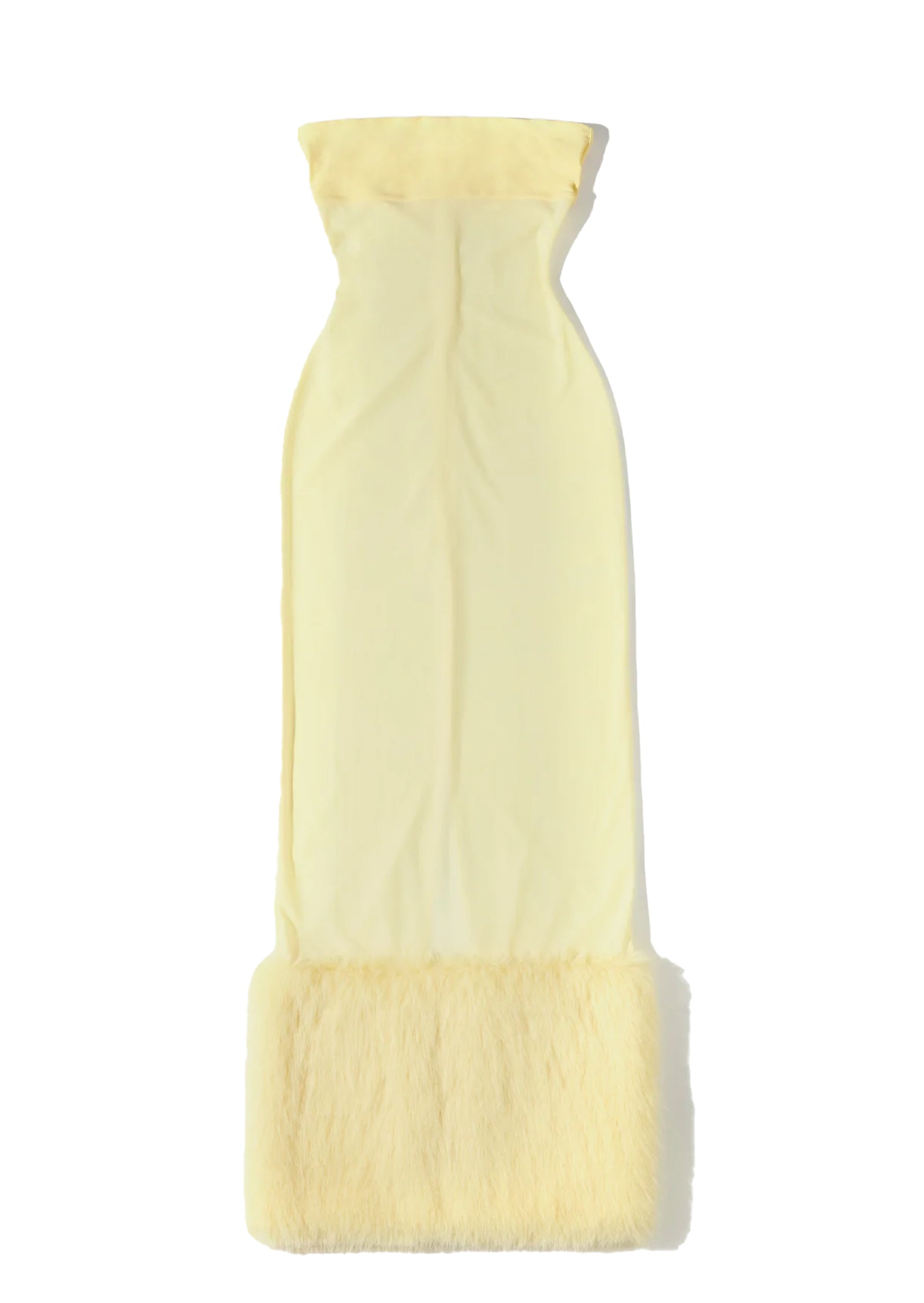 Caesar Strapless Sheer Midi Dress In Yellow