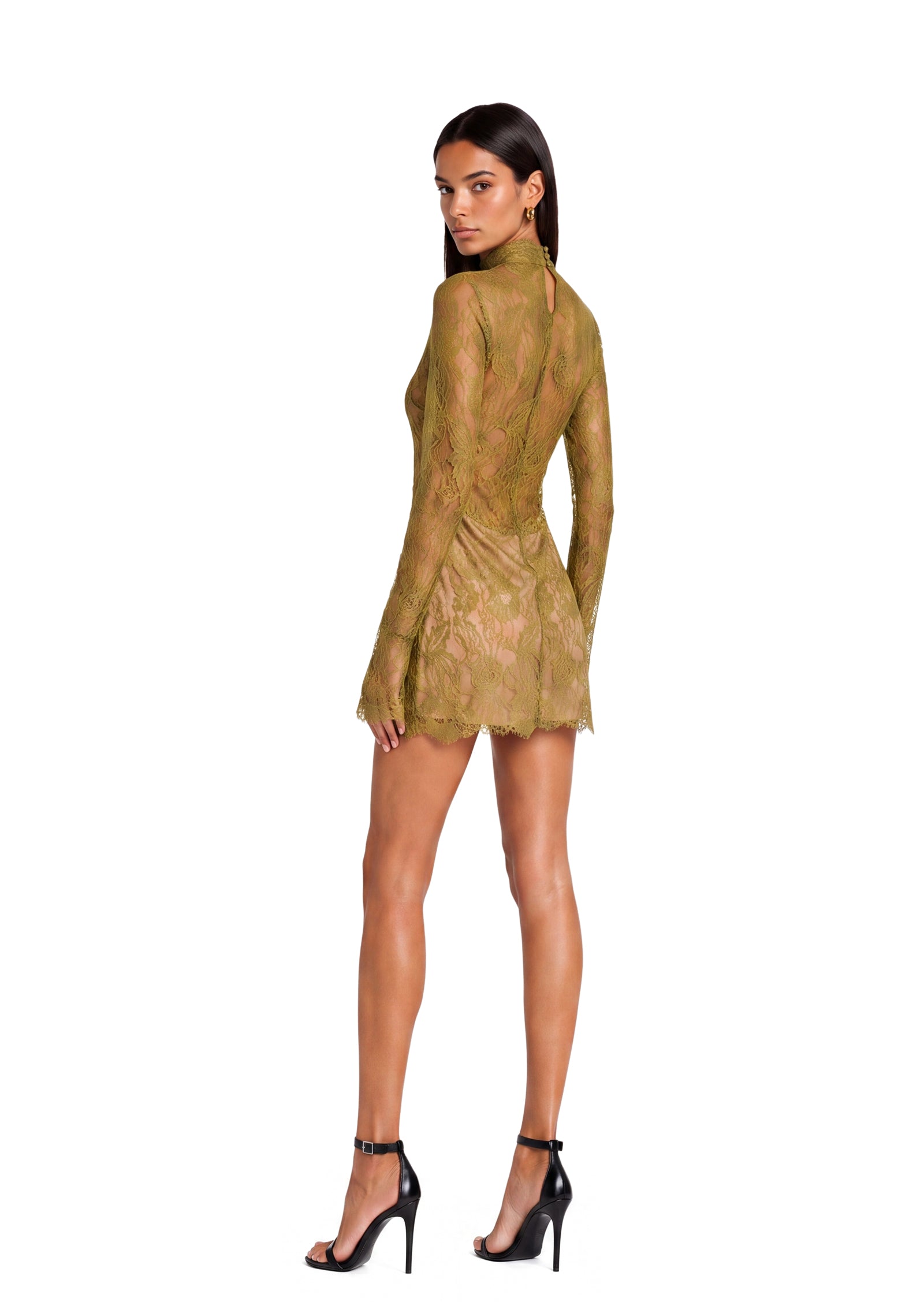 Midikleid in A-Linie mit Blumenmuster und Laternenärmeln