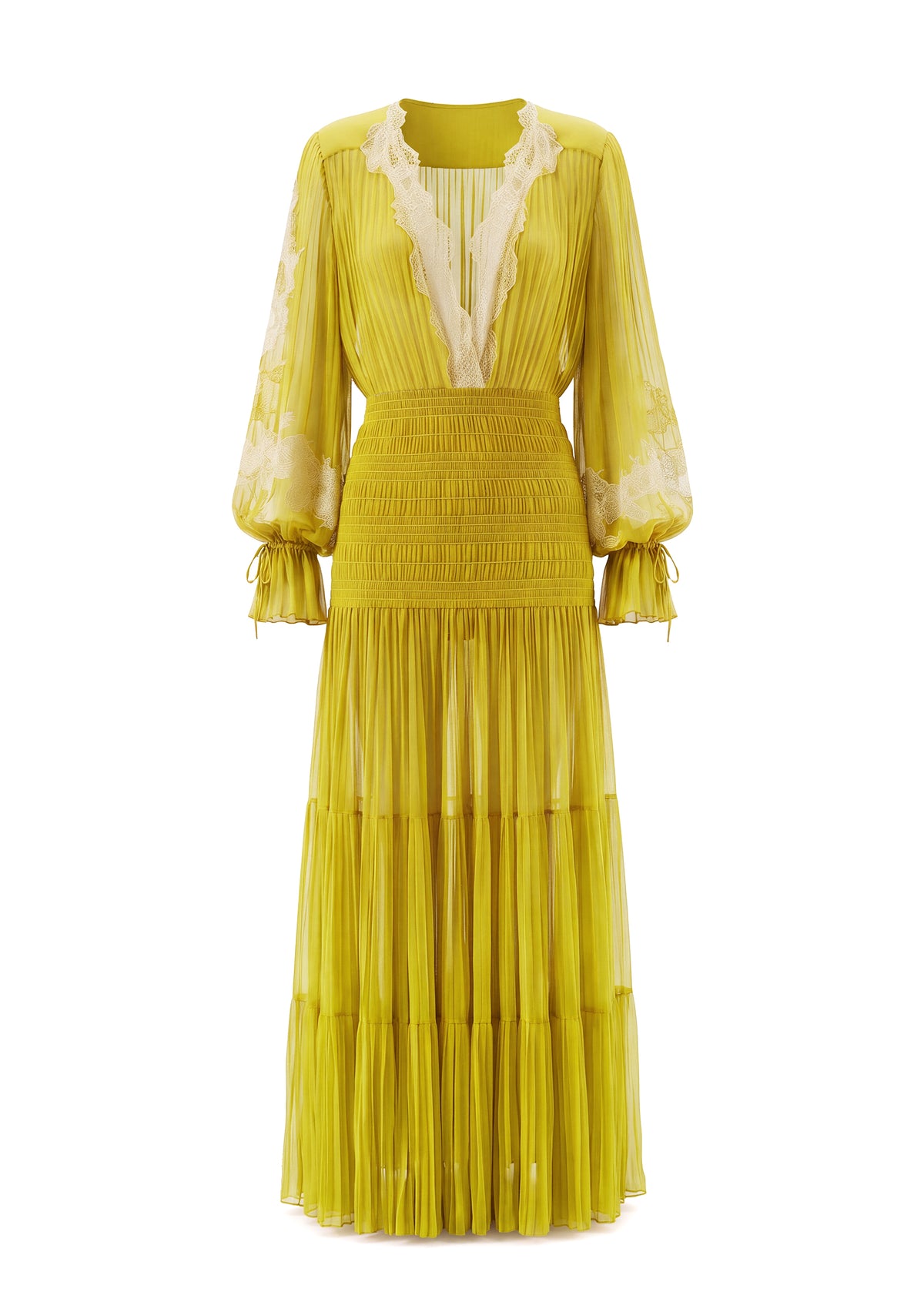 Midikleid in A-Linie mit Blumenmuster und Laternenärmeln